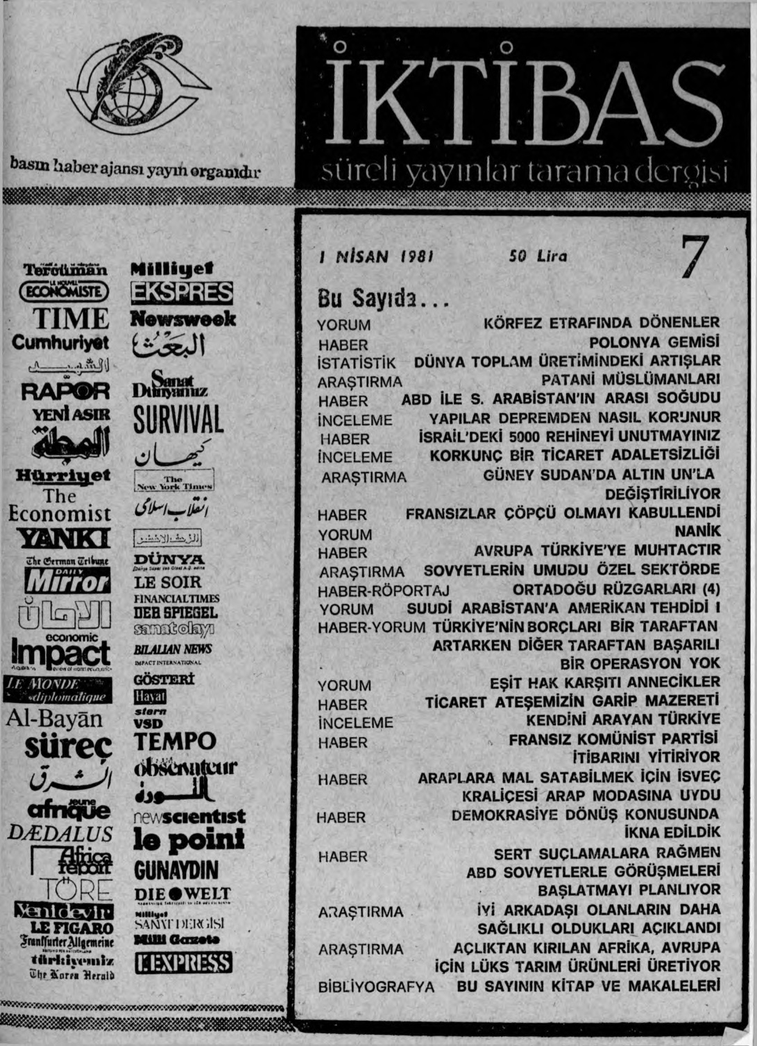 1. Cilt 7. Sayı Kapağı