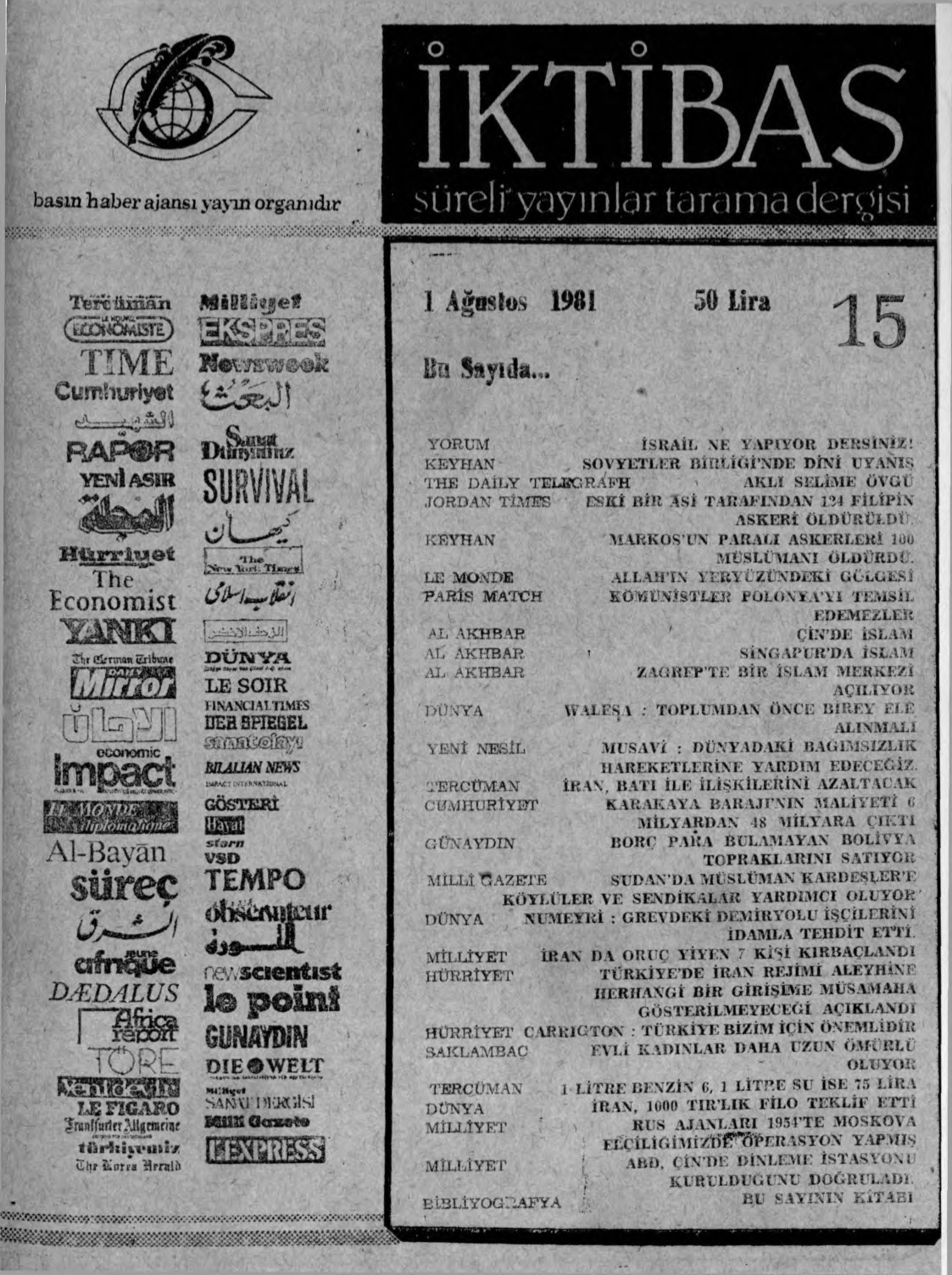 1. Cilt 15. Sayı Kapağı
