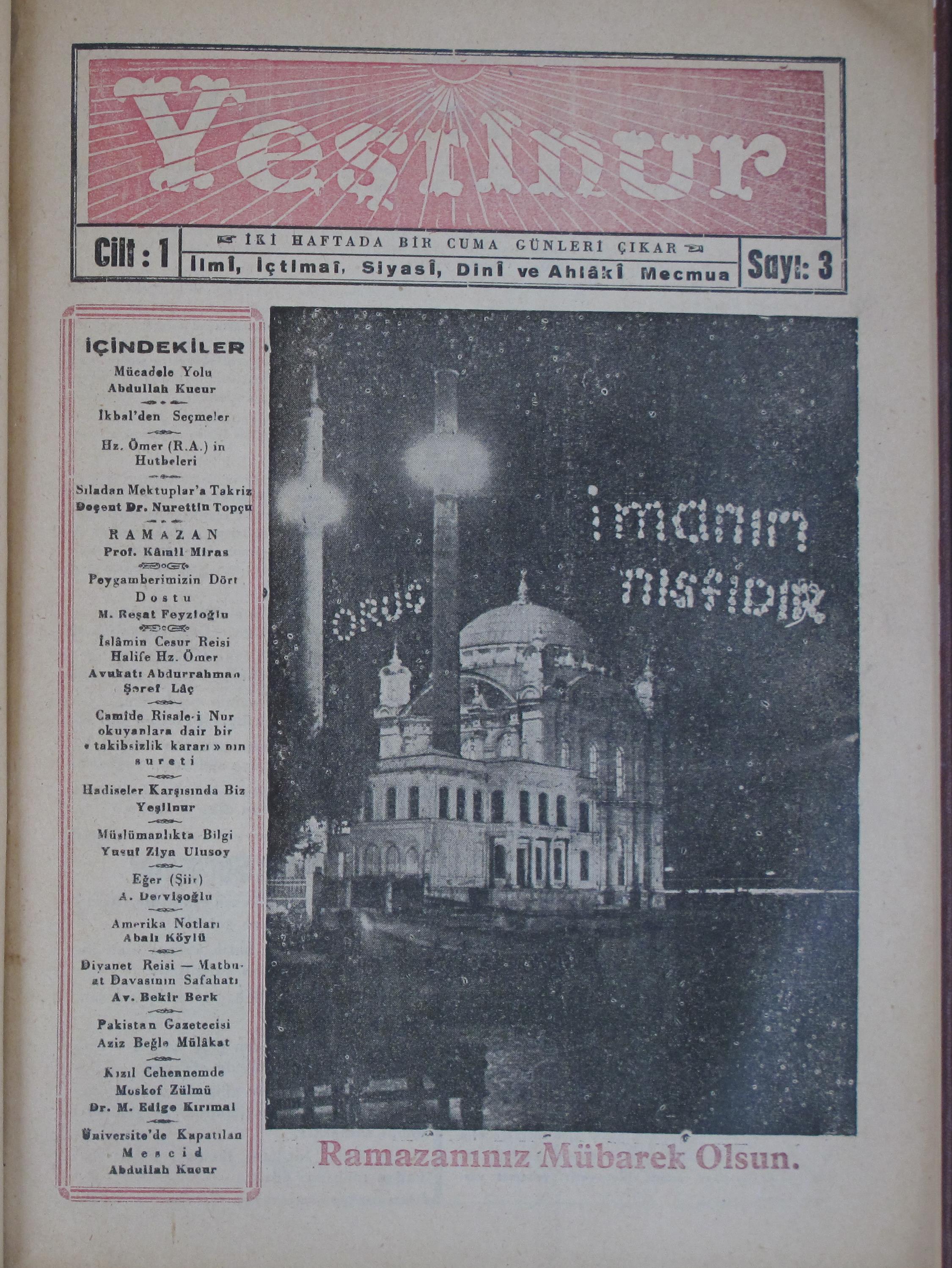 1. Cilt 3. Sayı Kapağı