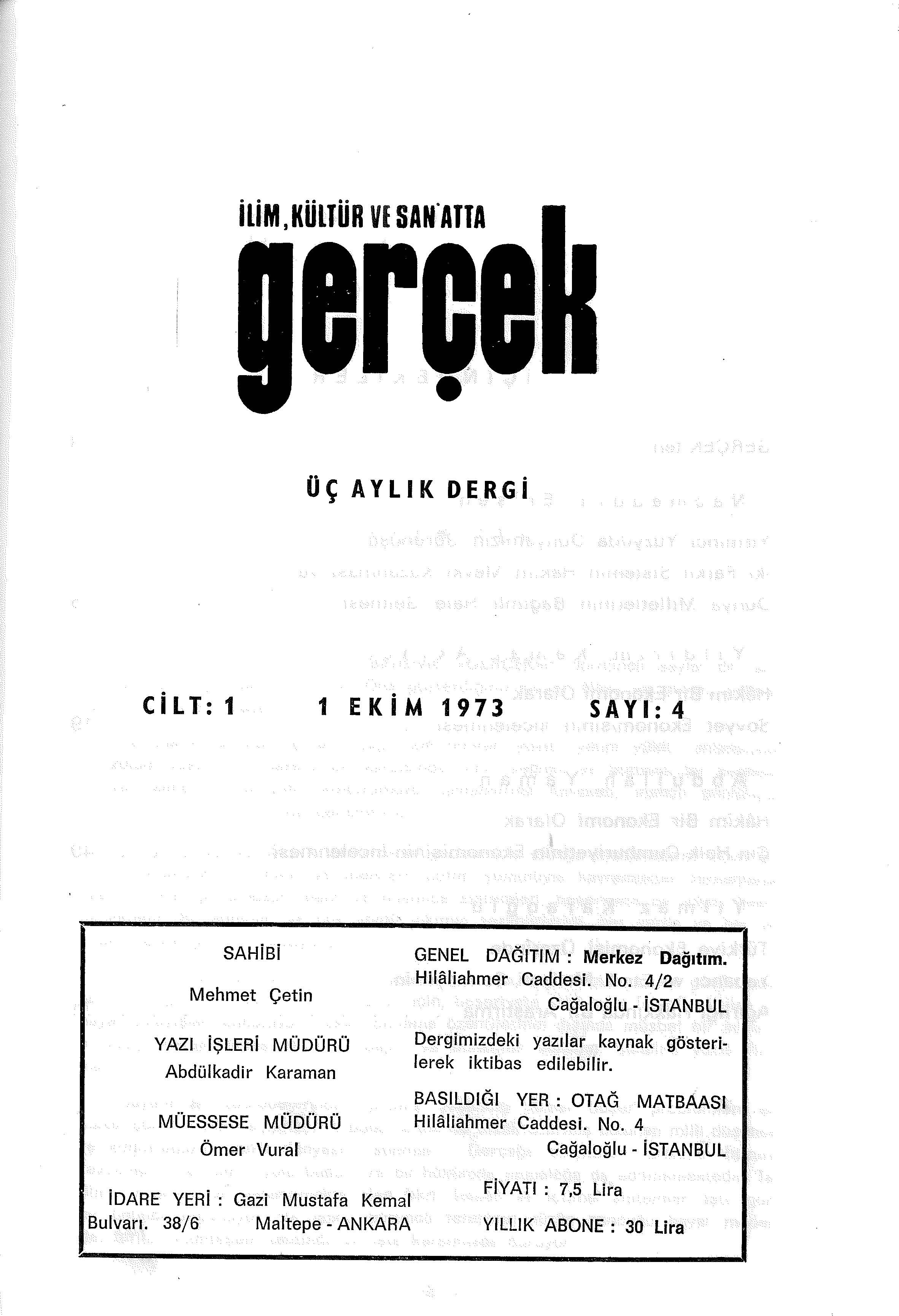 1. Cilt 4. Sayı Kapağı