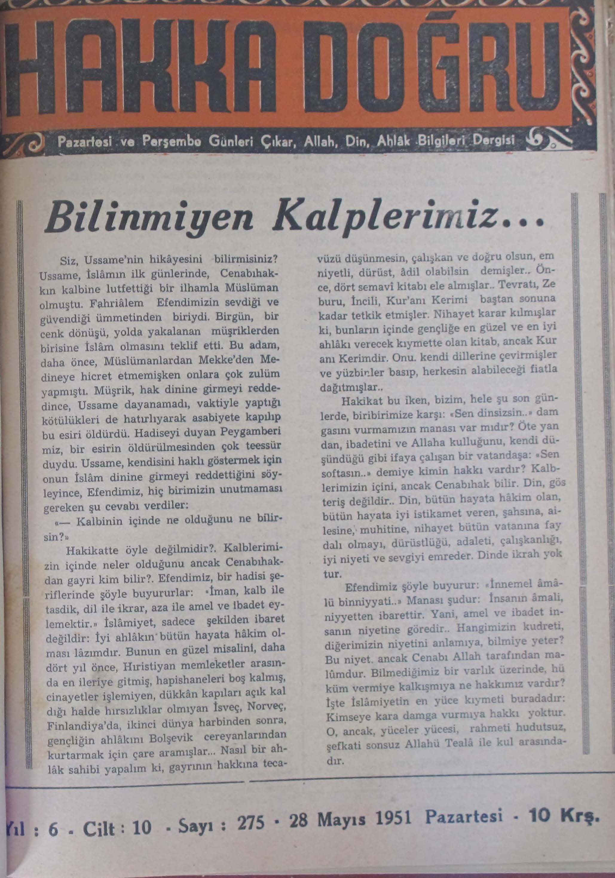 10. Cilt 275. Sayı Kapağı