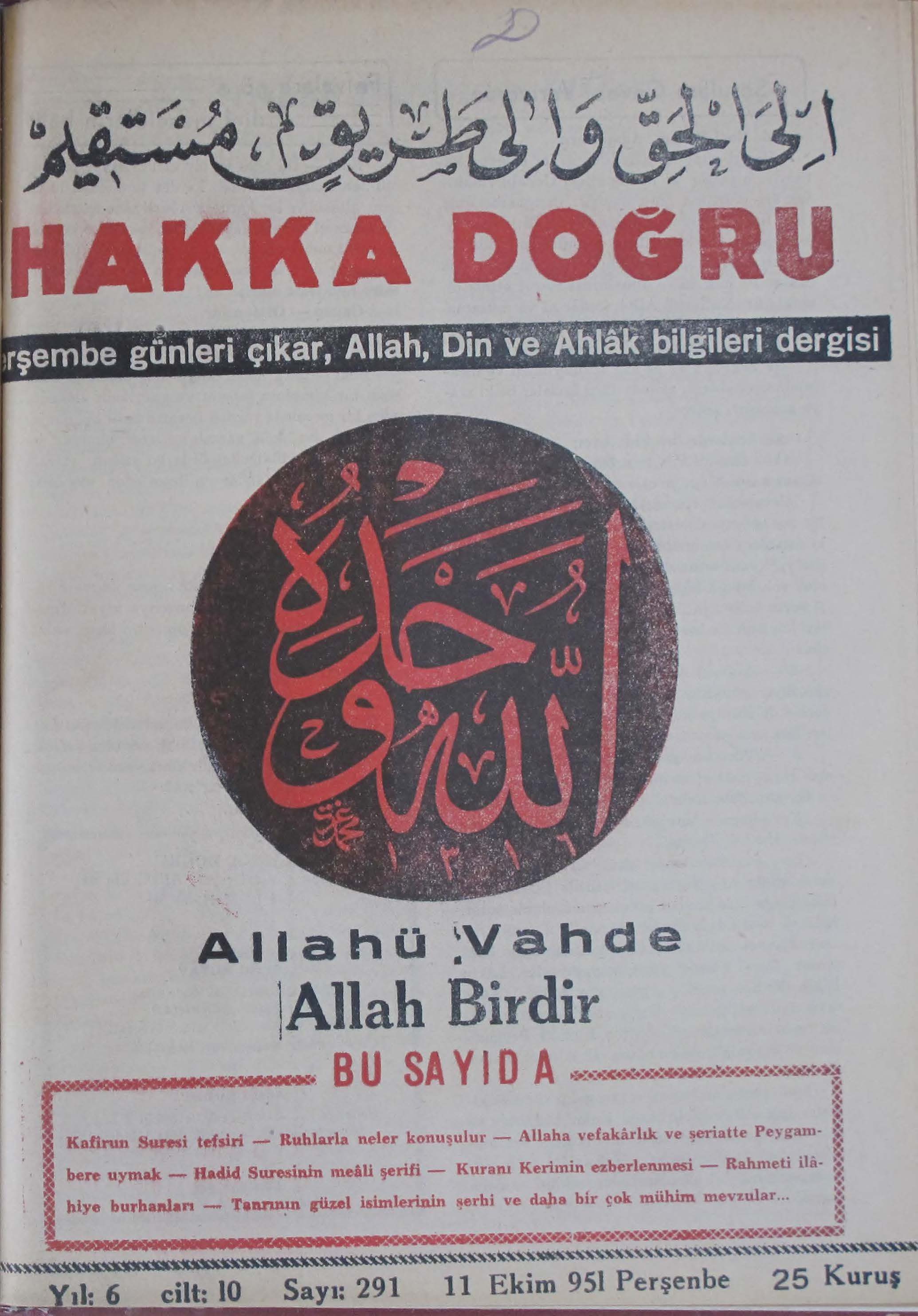 10. Cilt 291. Sayı Kapağı