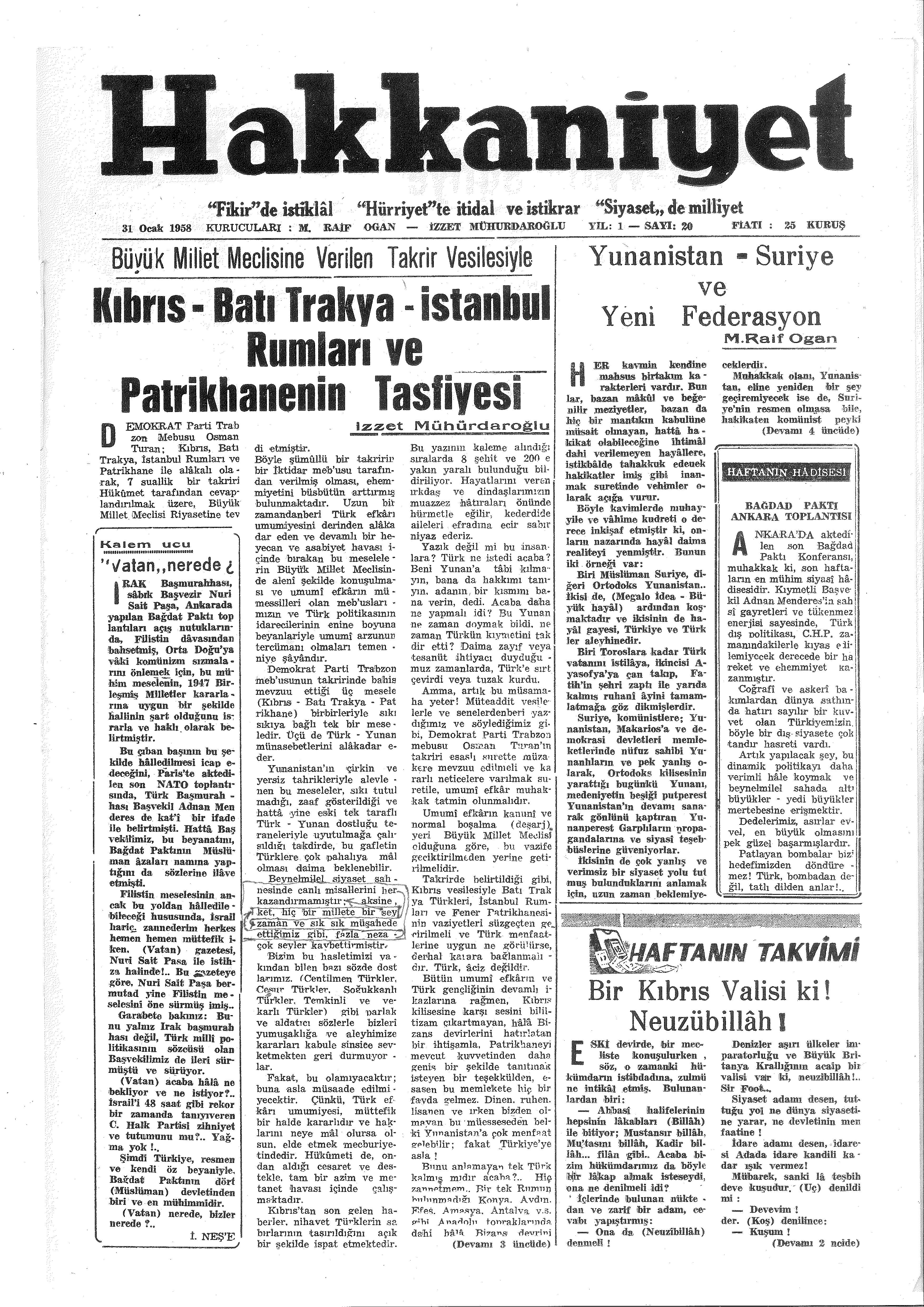 20. Sayı Kapağı