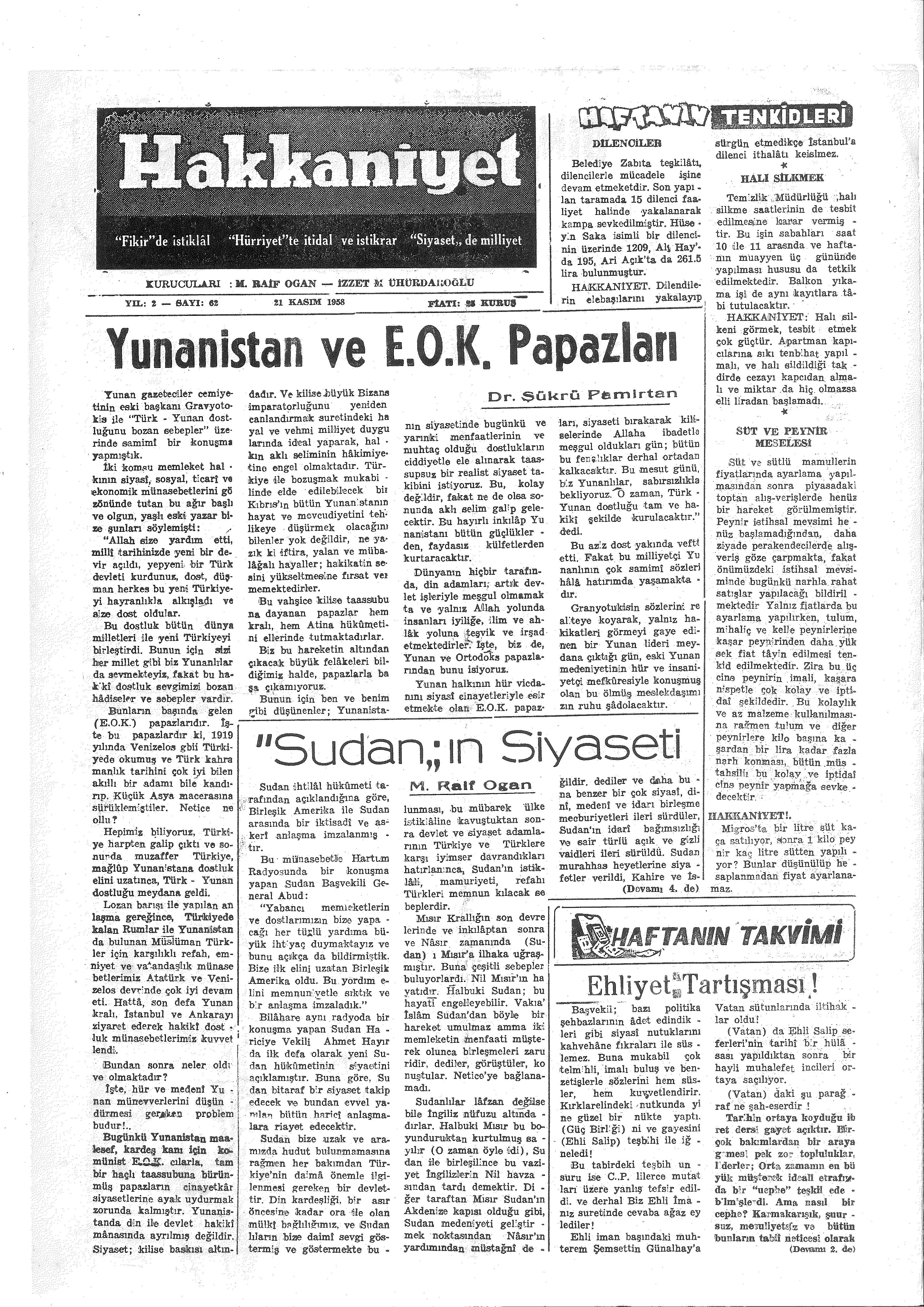 62. Sayı Kapağı