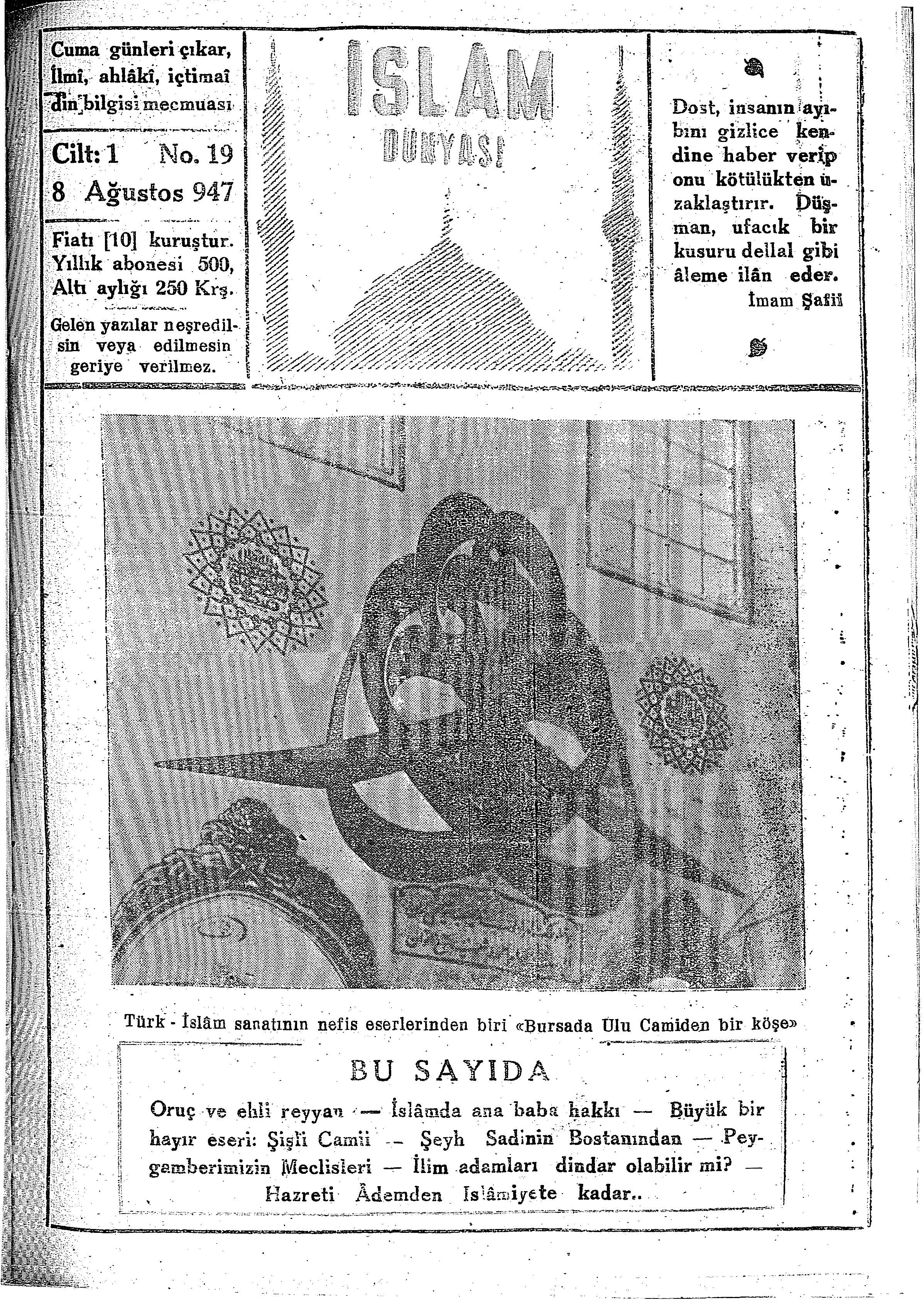1. Cilt 19. Sayı Kapağı
