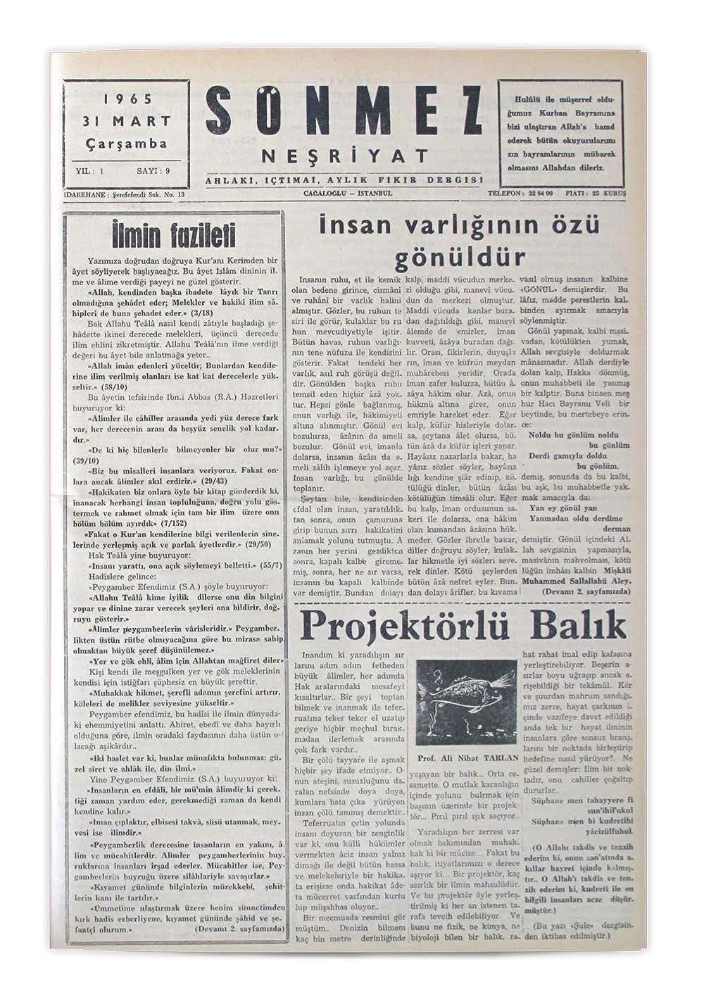 1. Cilt 9. Sayı Kapağı