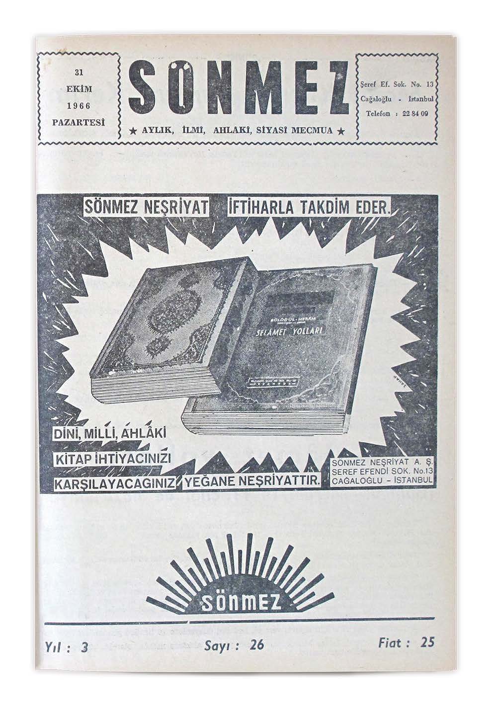 3. Cilt 26. Sayı Kapağı