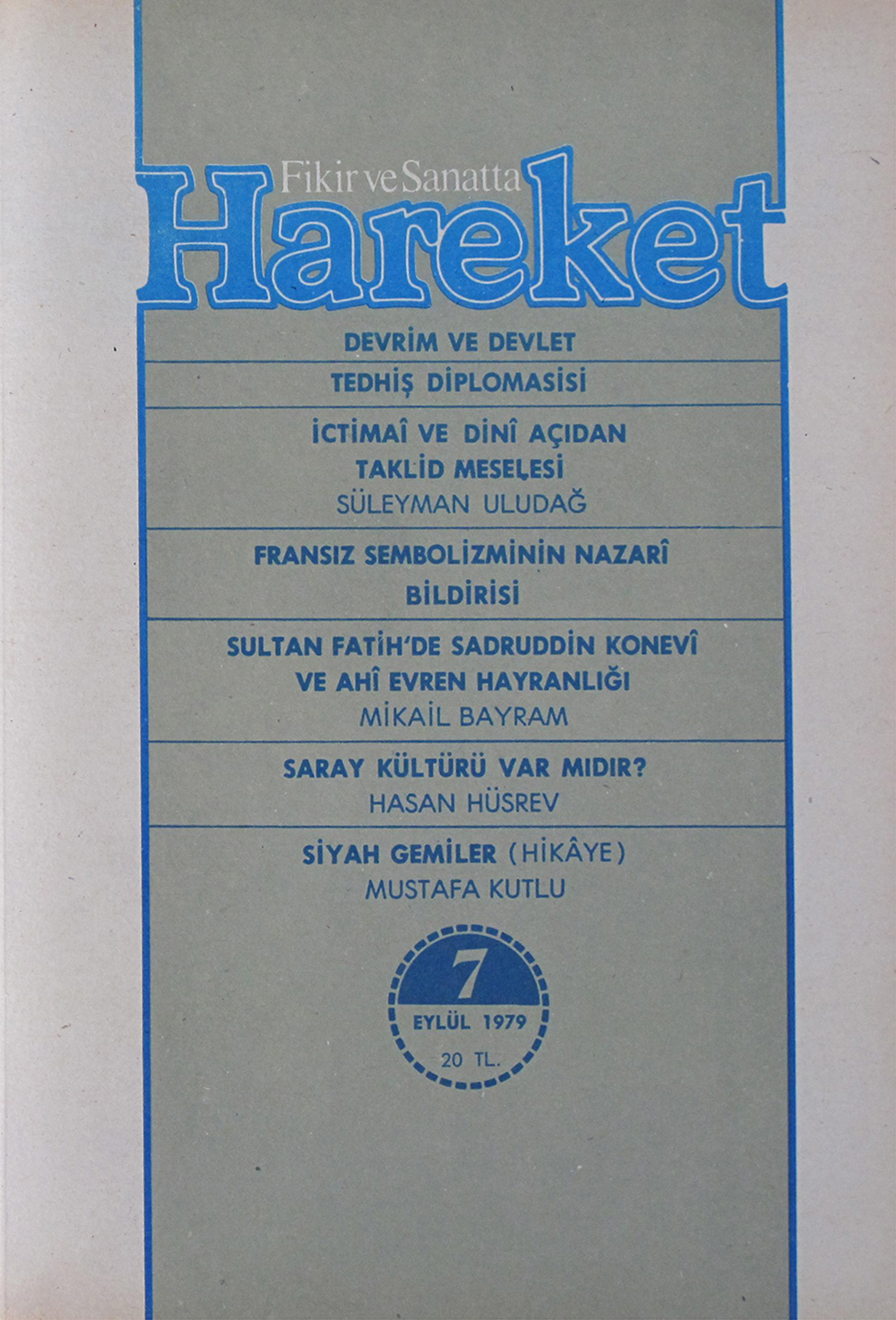 7. Cilt 169. Sayı Kapağı