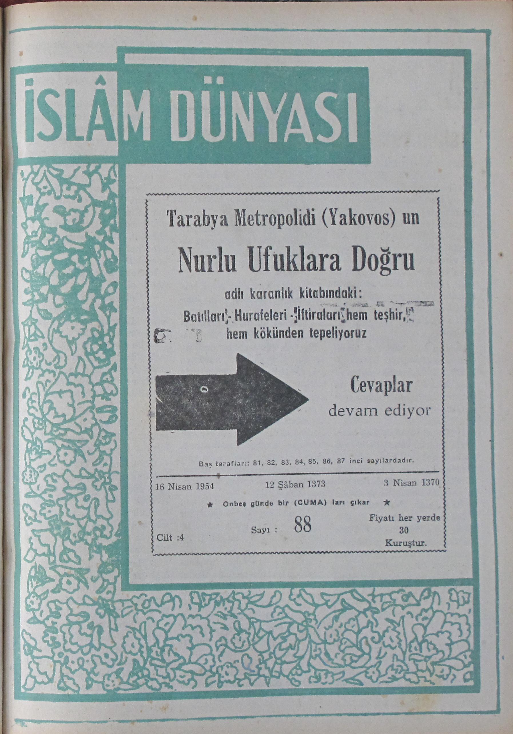 4. Cilt 88. Sayı Kapağı