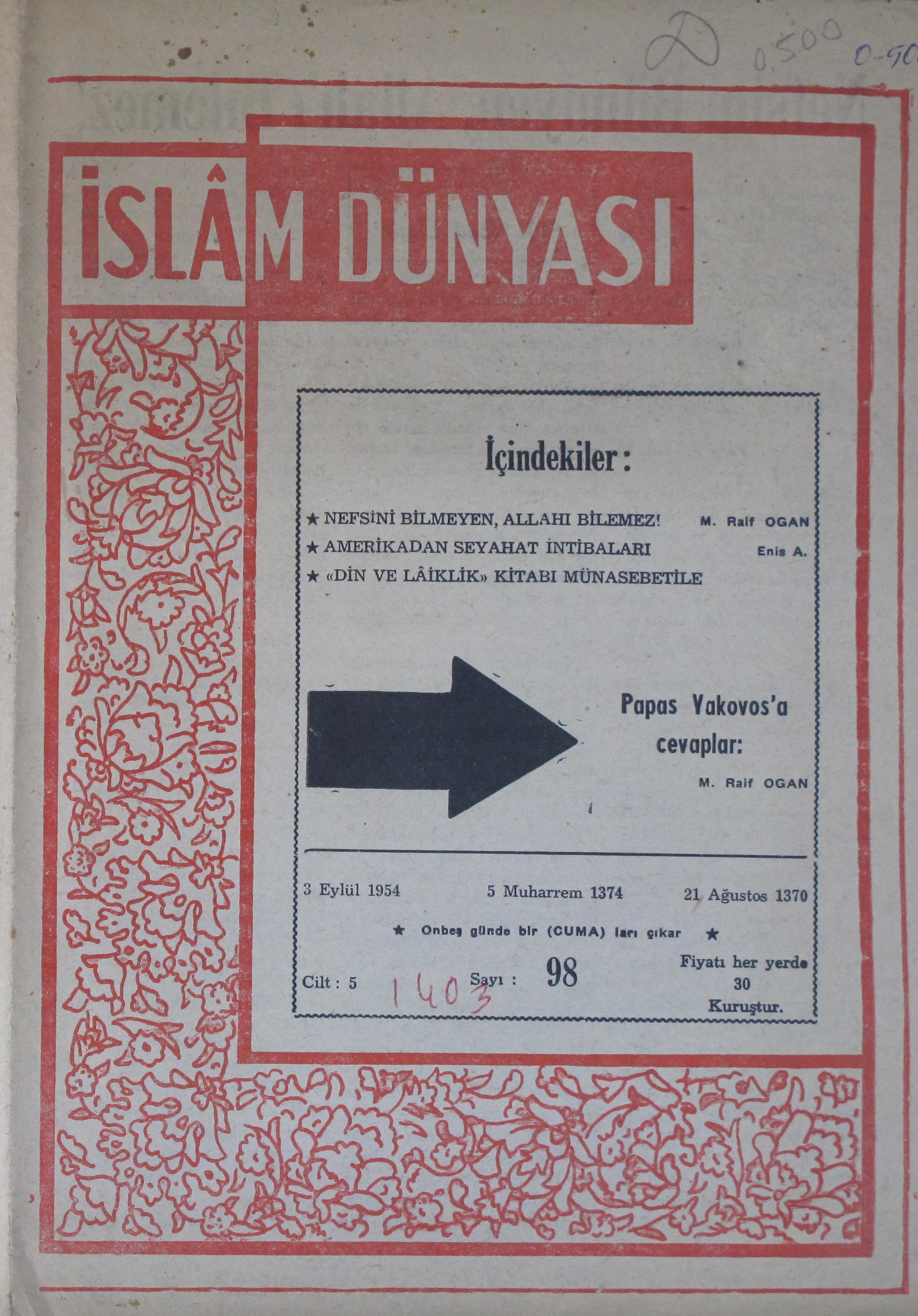 5. Cilt 98. Sayı Kapağı