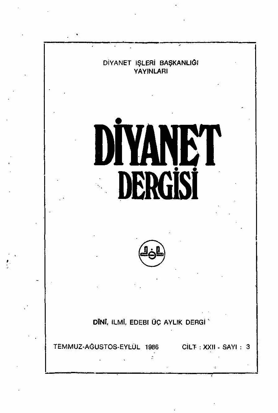 22. Cilt 3. Sayı Kapağı