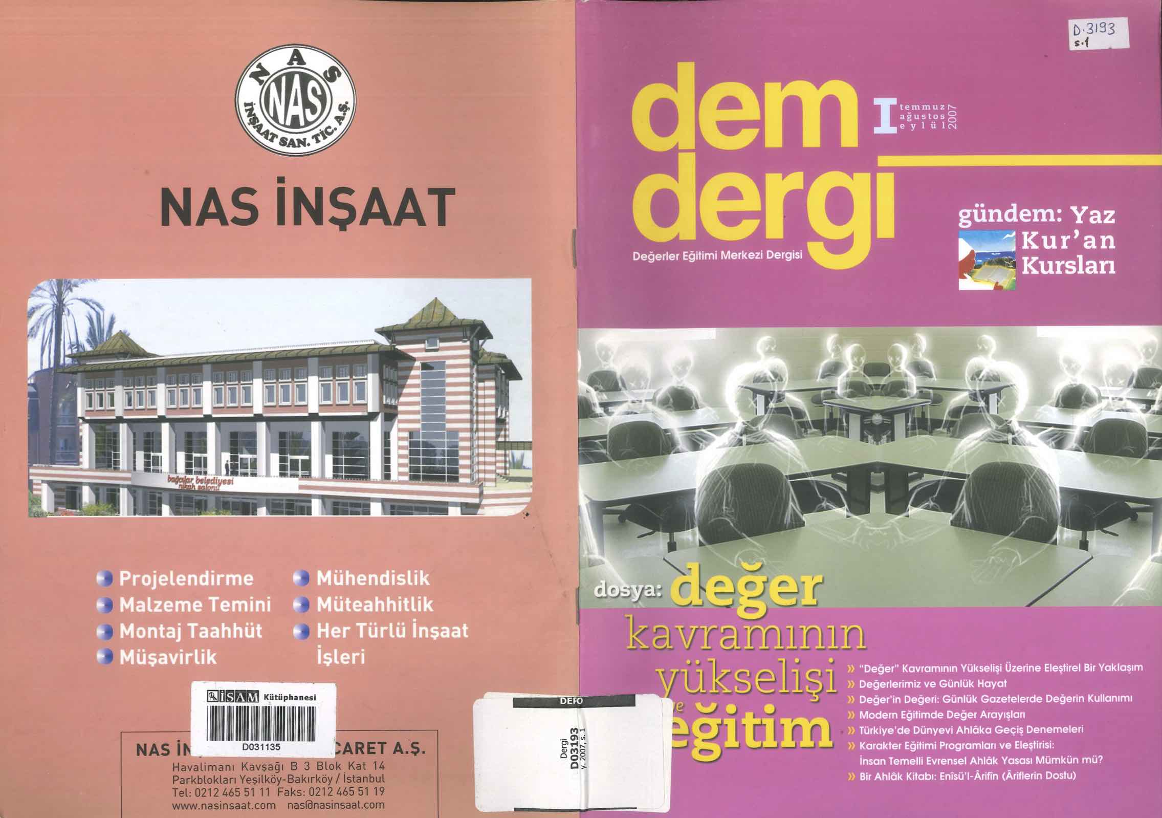 1. Sayı Kapağı