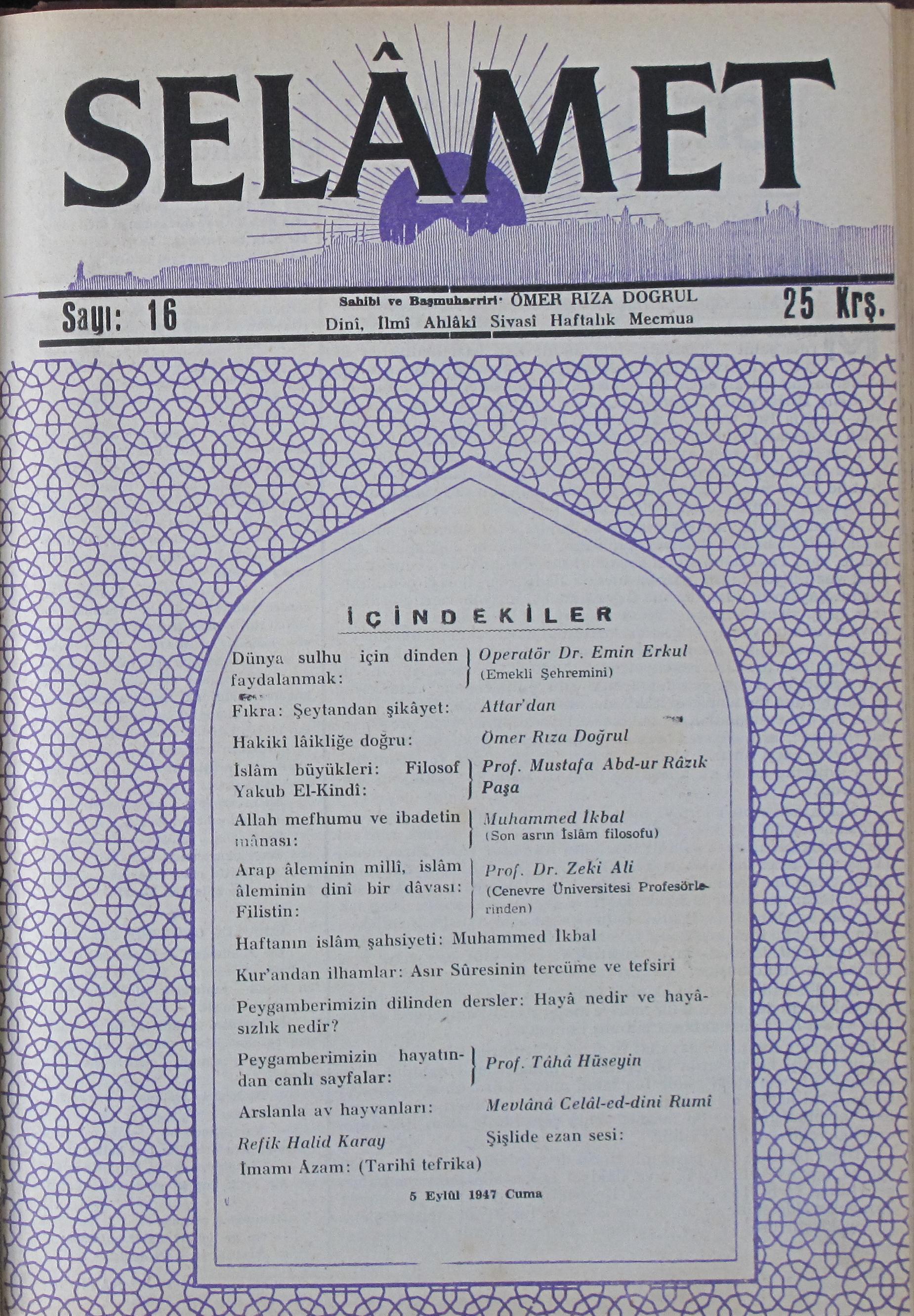 1. Cilt 16. Sayı Kapağı