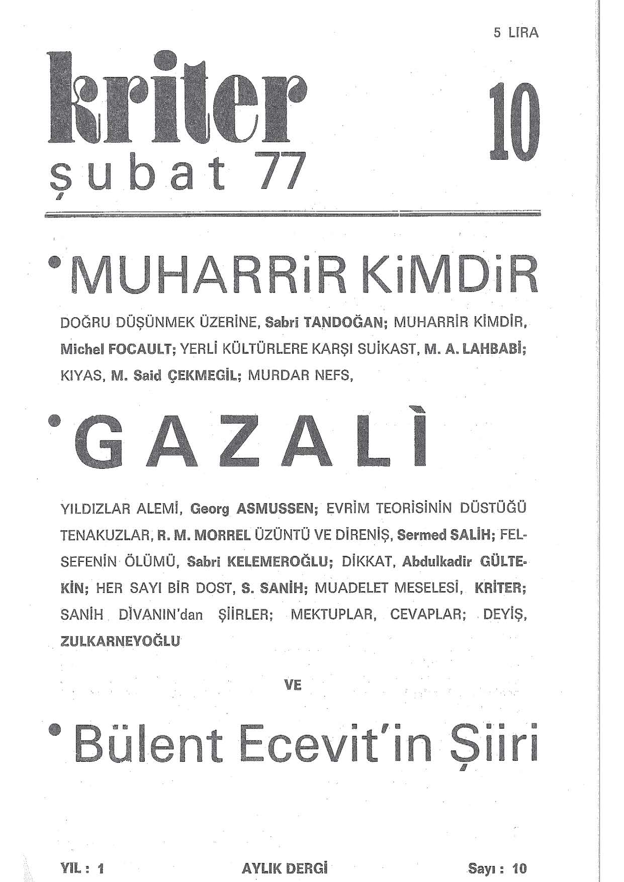 1. Cilt 10. Sayı Kapağı