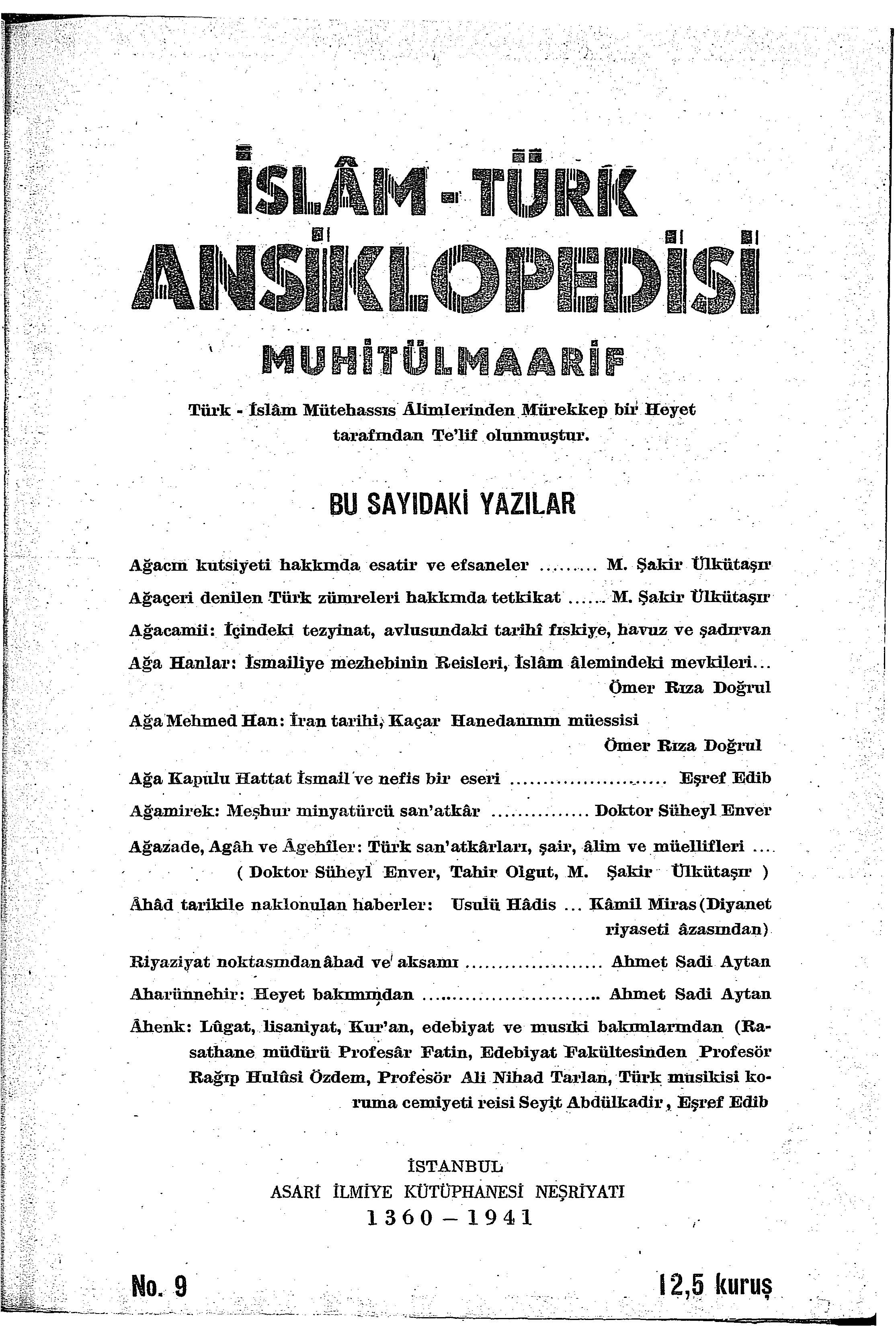 1. Cilt 9. Sayı Kapağı