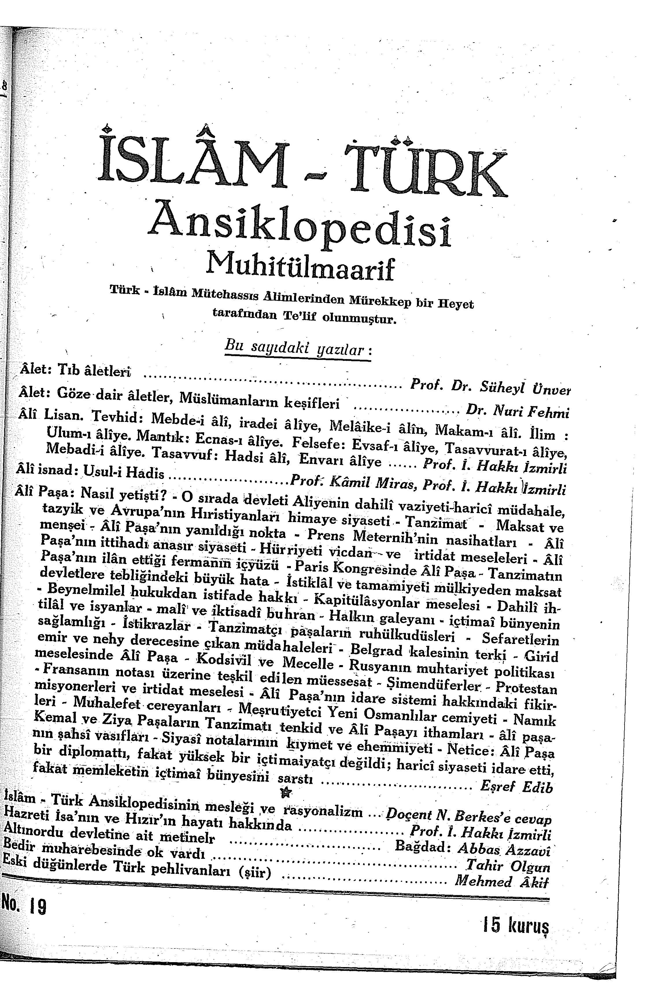 1. Cilt 19. Sayı Kapağı