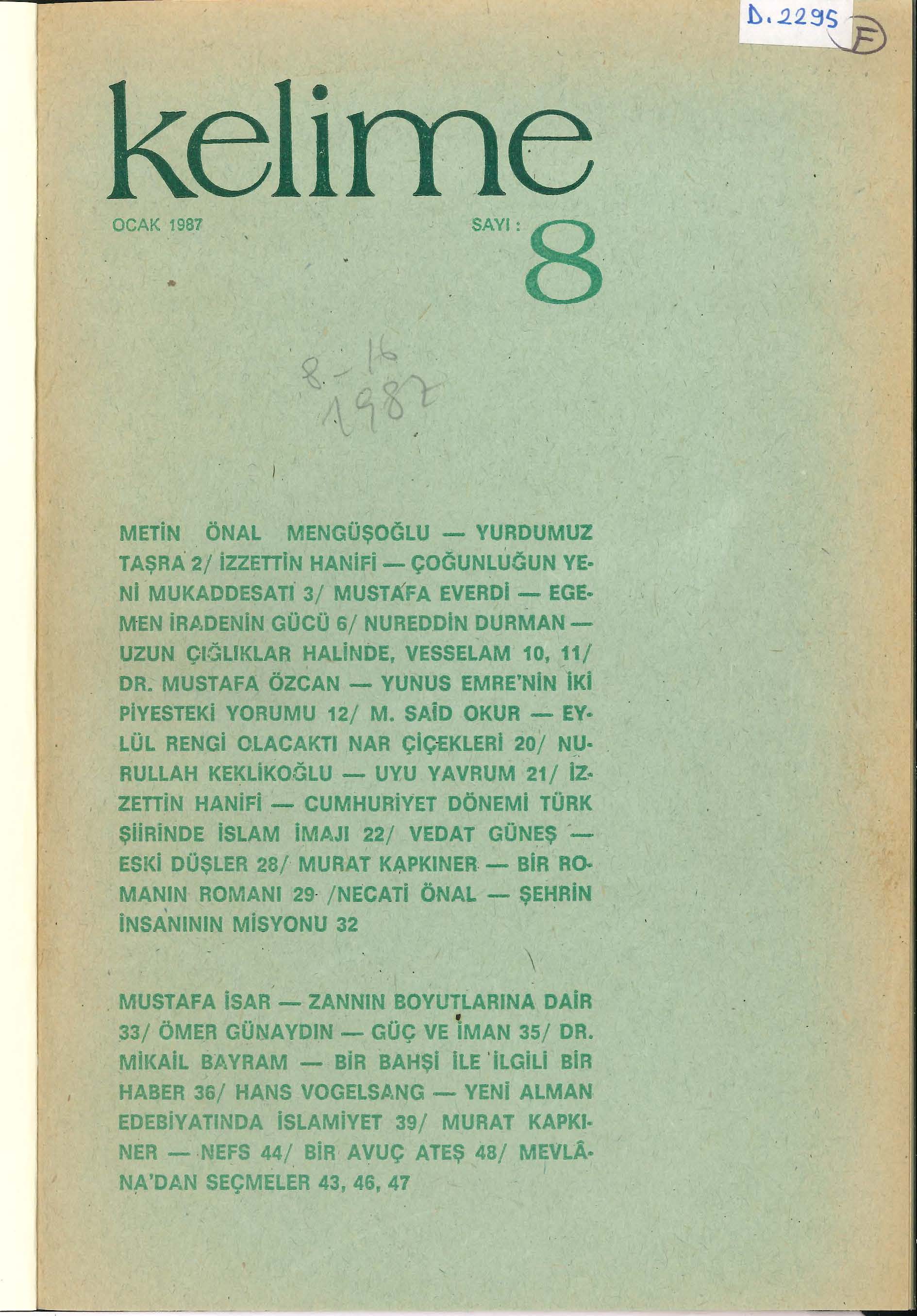 8. Sayı Kapağı