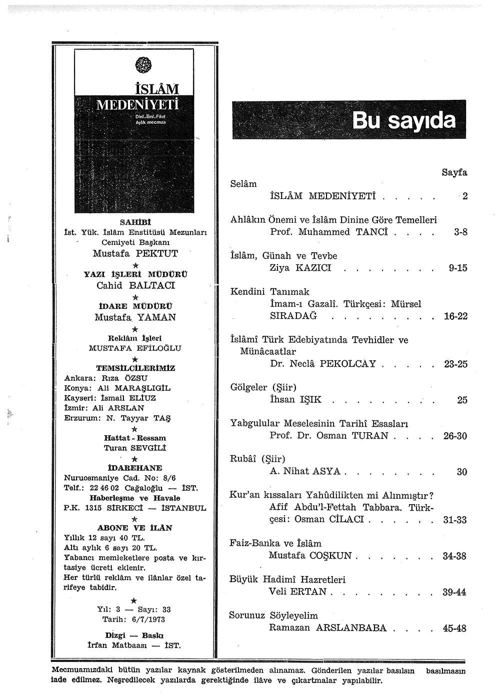 3. Cilt 33. Sayı Kapağı