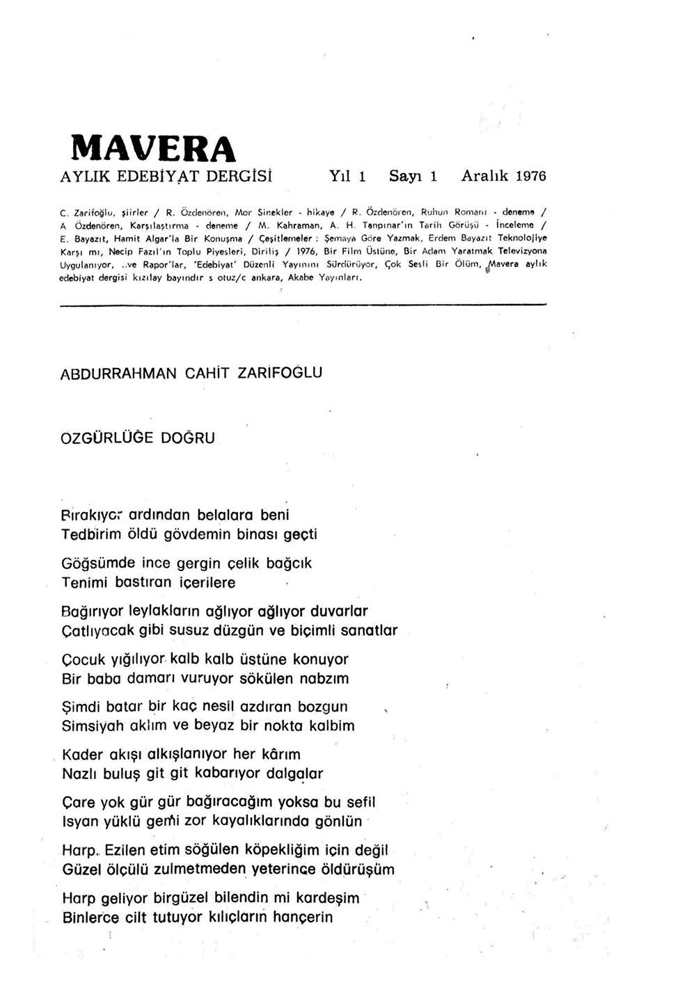 1. Cilt 1. Sayı Kapağı