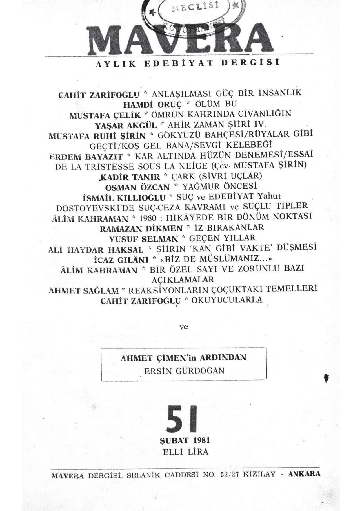 5. Cilt 51. Sayı Kapağı