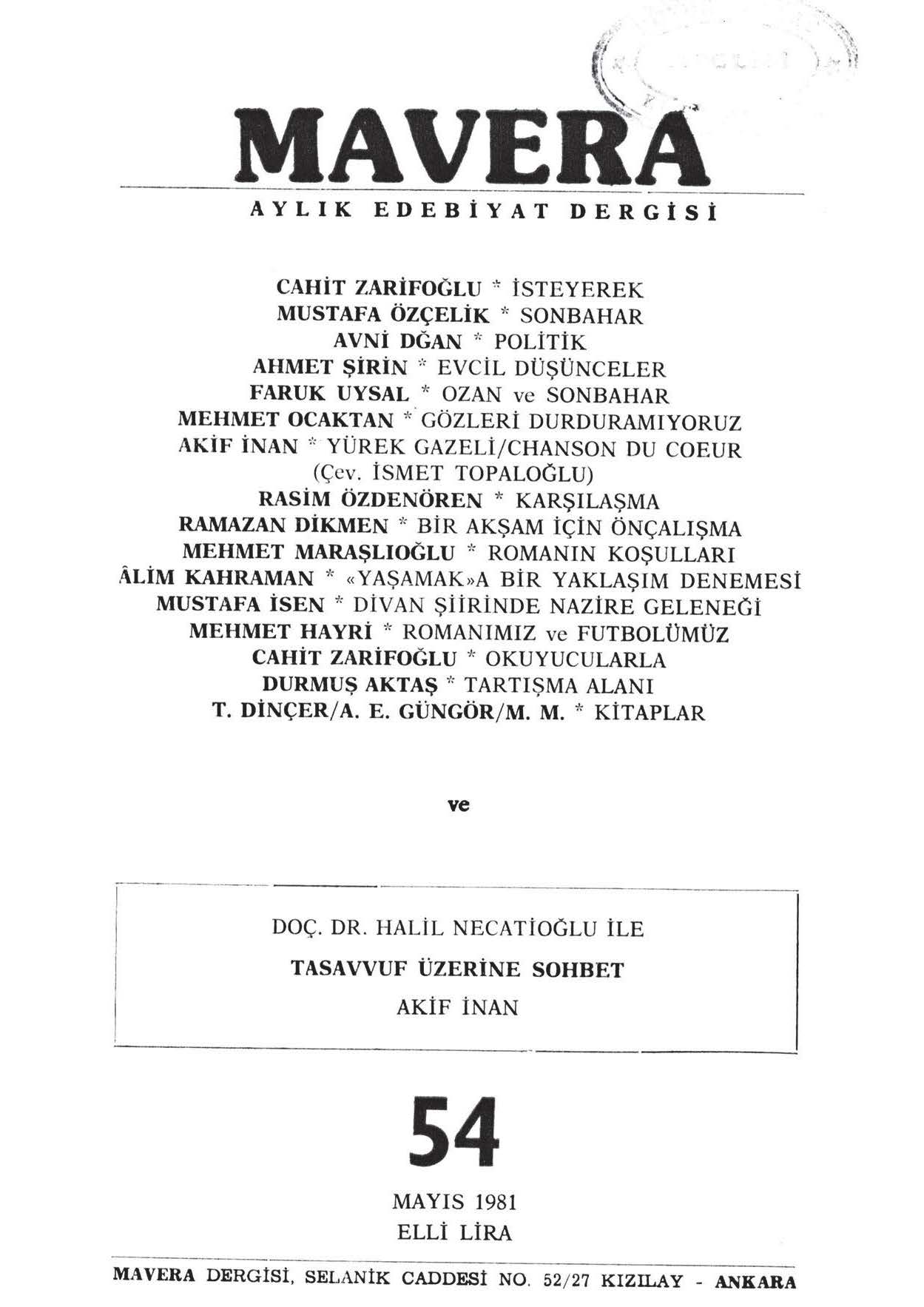 5. Cilt 54. Sayı Kapağı