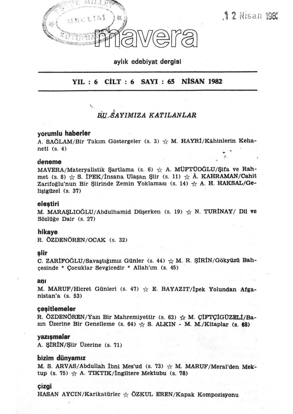 6. Cilt 65. Sayı Kapağı