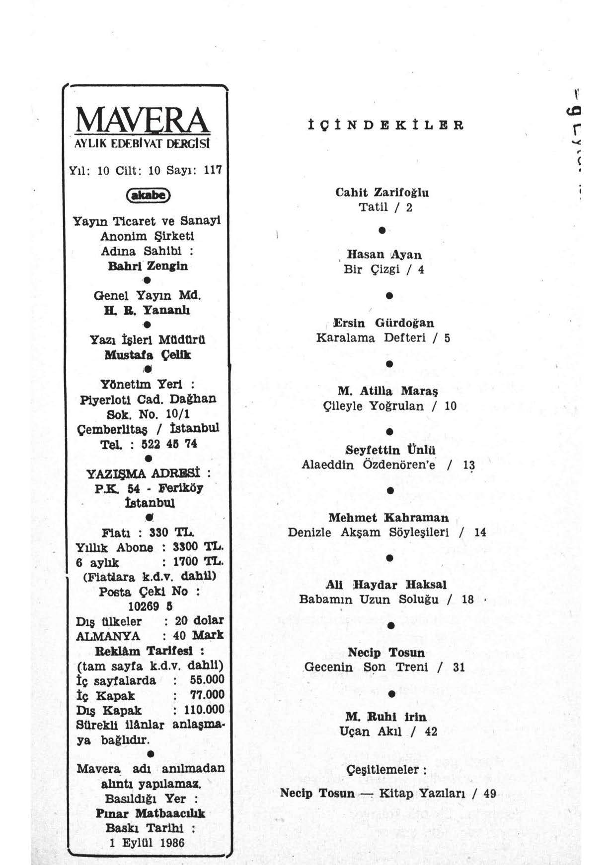 10. Cilt 117. Sayı Kapağı