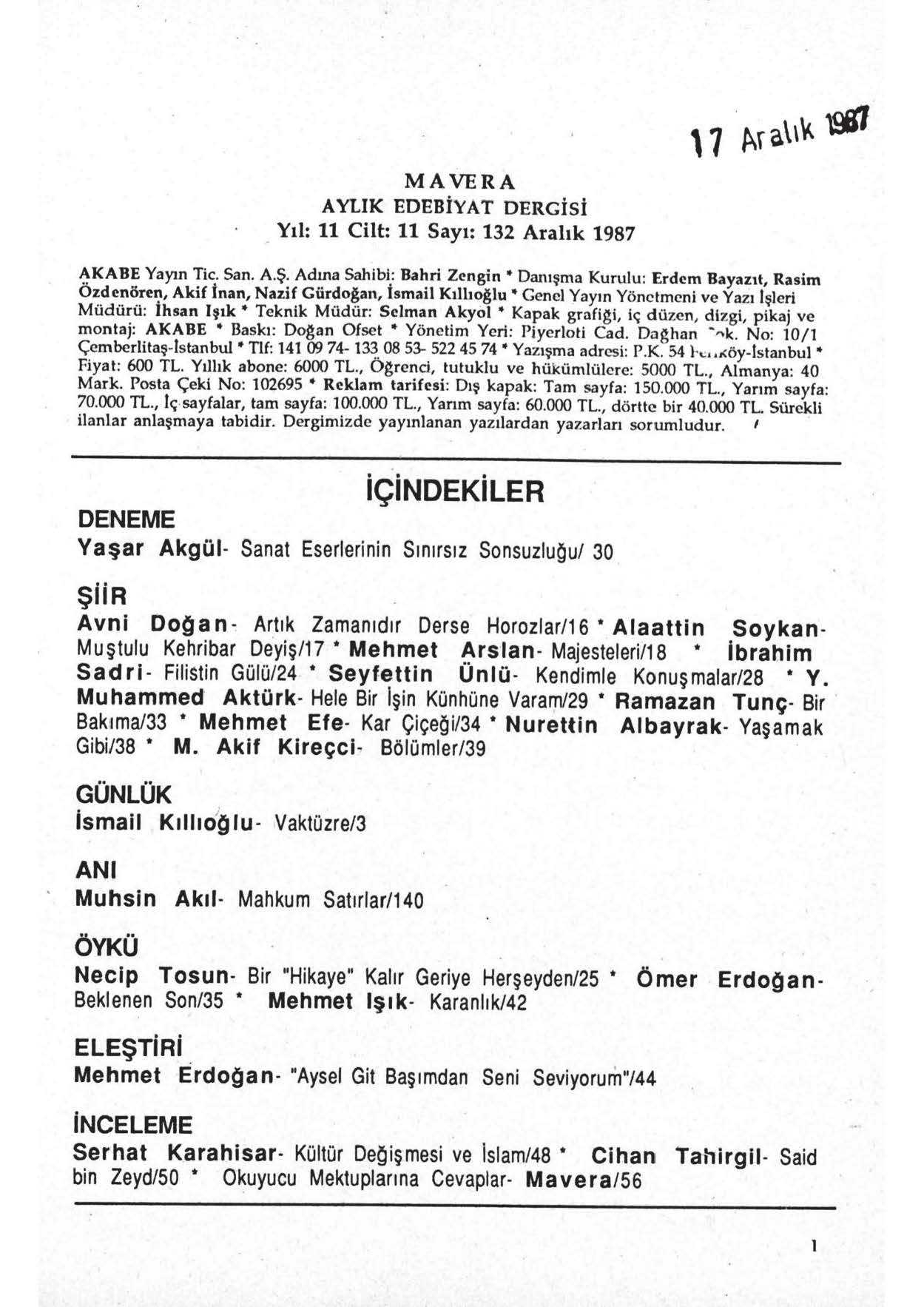 11. Cilt 132. Sayı Kapağı