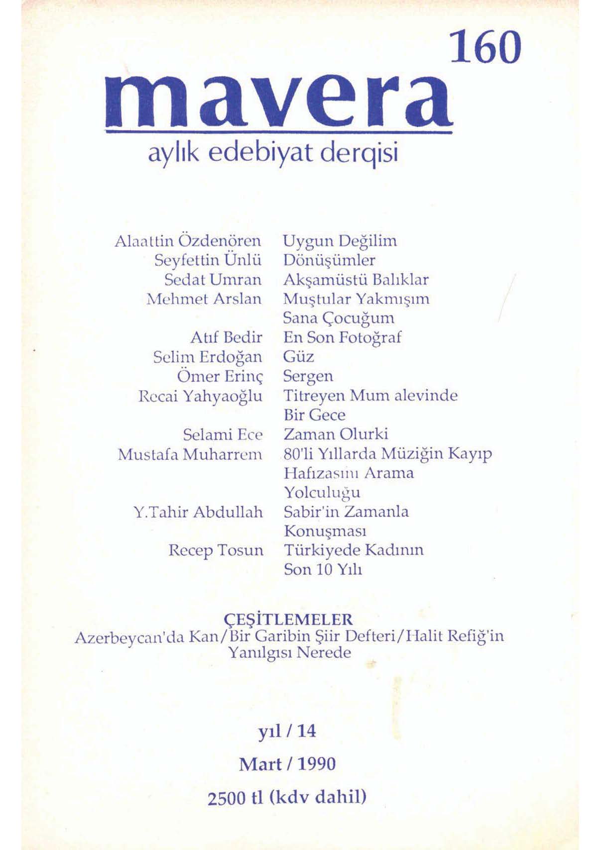 14. Cilt 160. Sayı Kapağı