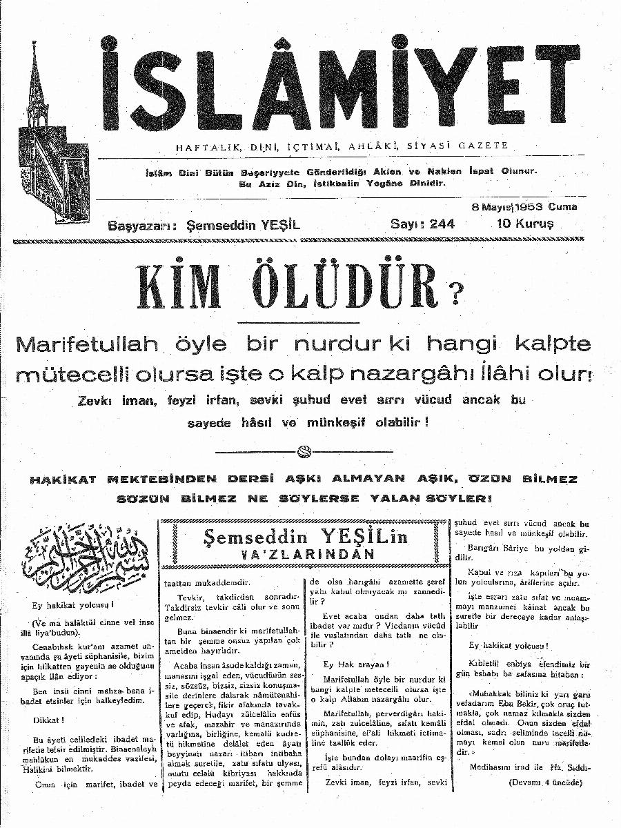 5. Cilt 244. Sayı Kapağı