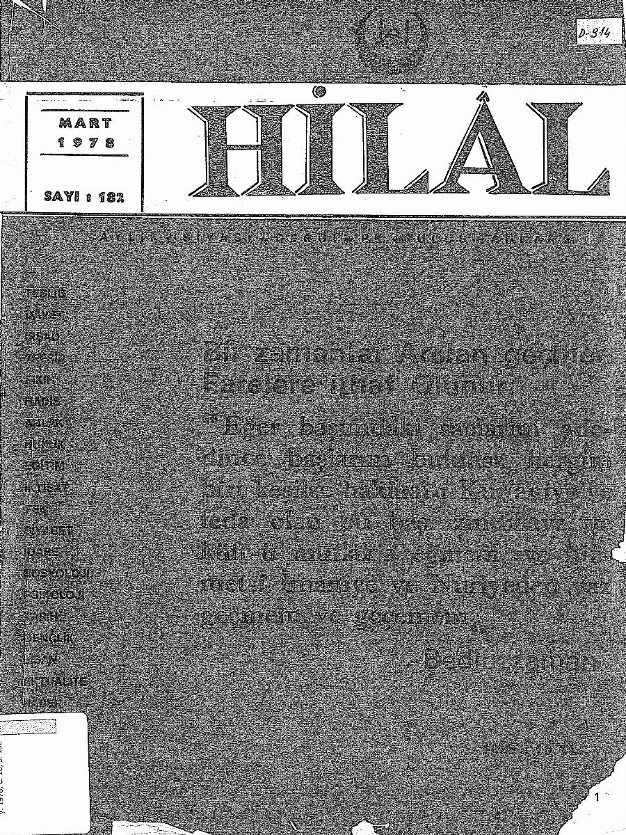 16. Cilt 182. Sayı Kapağı