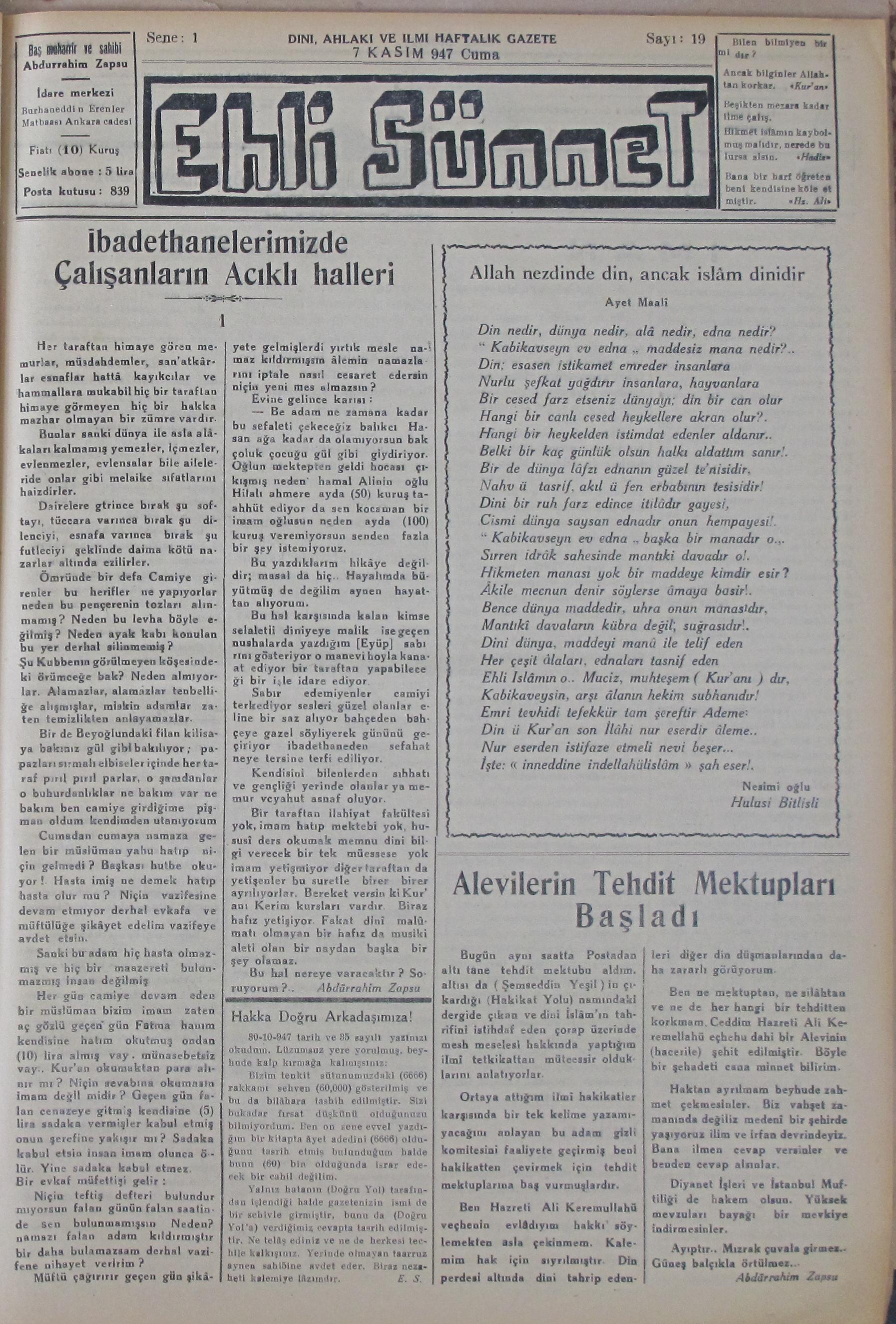 1. Cilt 19. Sayı Kapağı