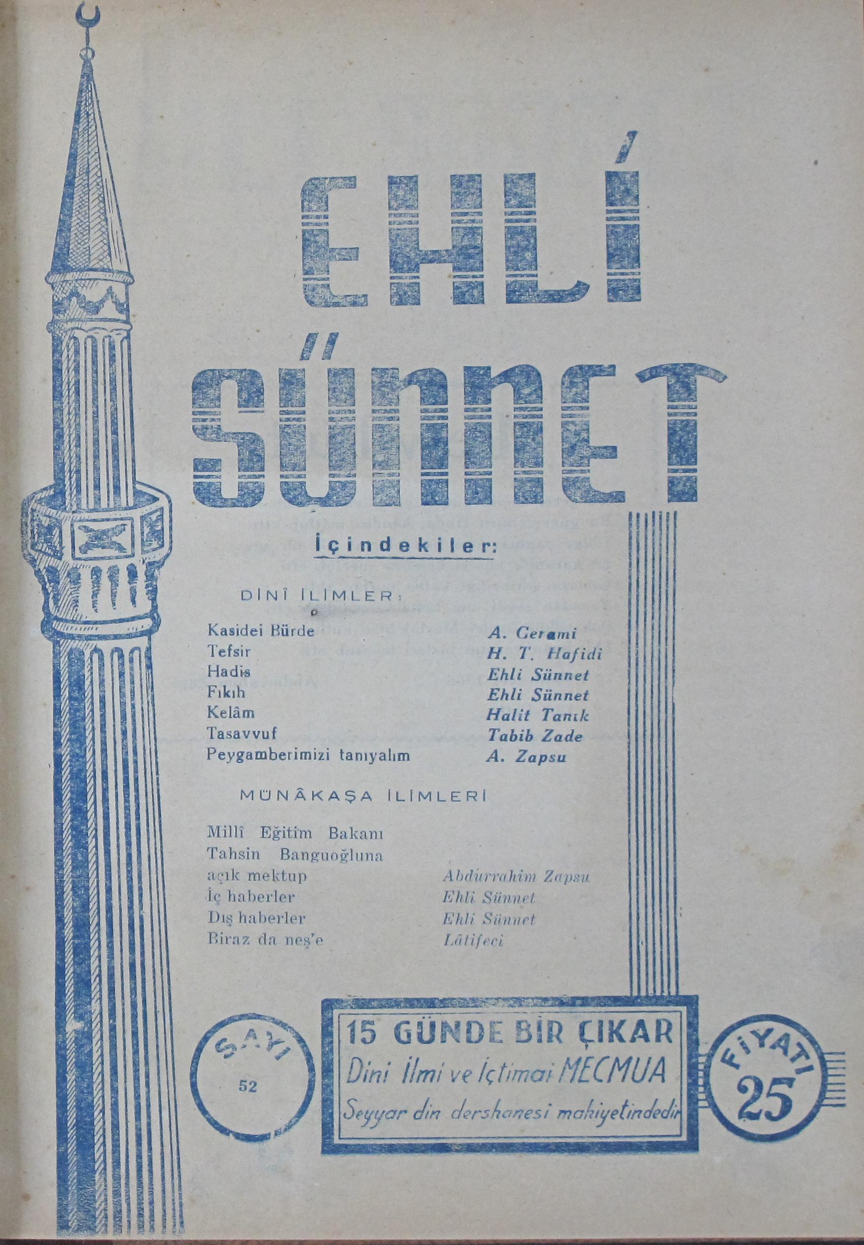 3. Cilt 52. Sayı Kapağı