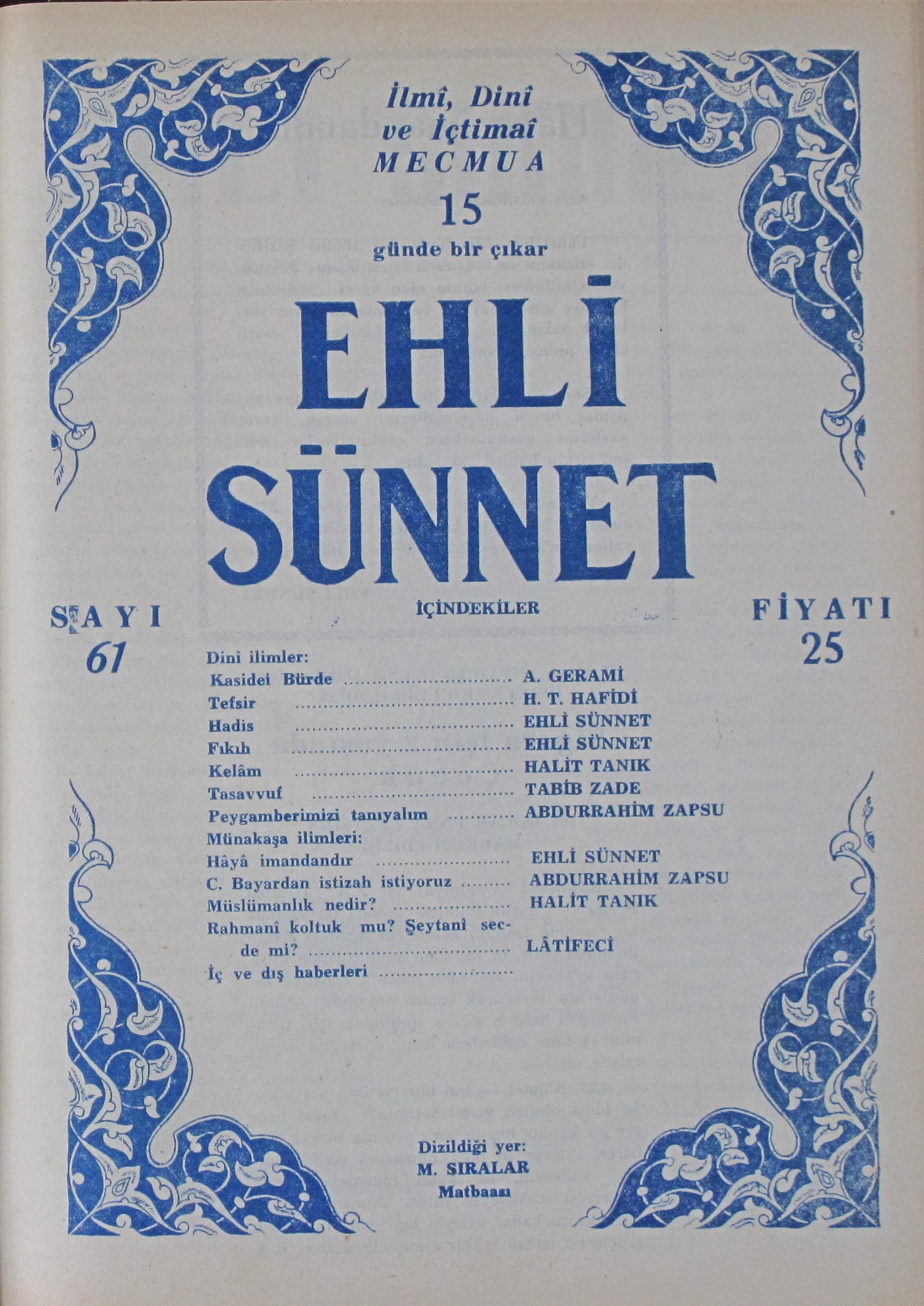 3. Cilt 61. Sayı Kapağı