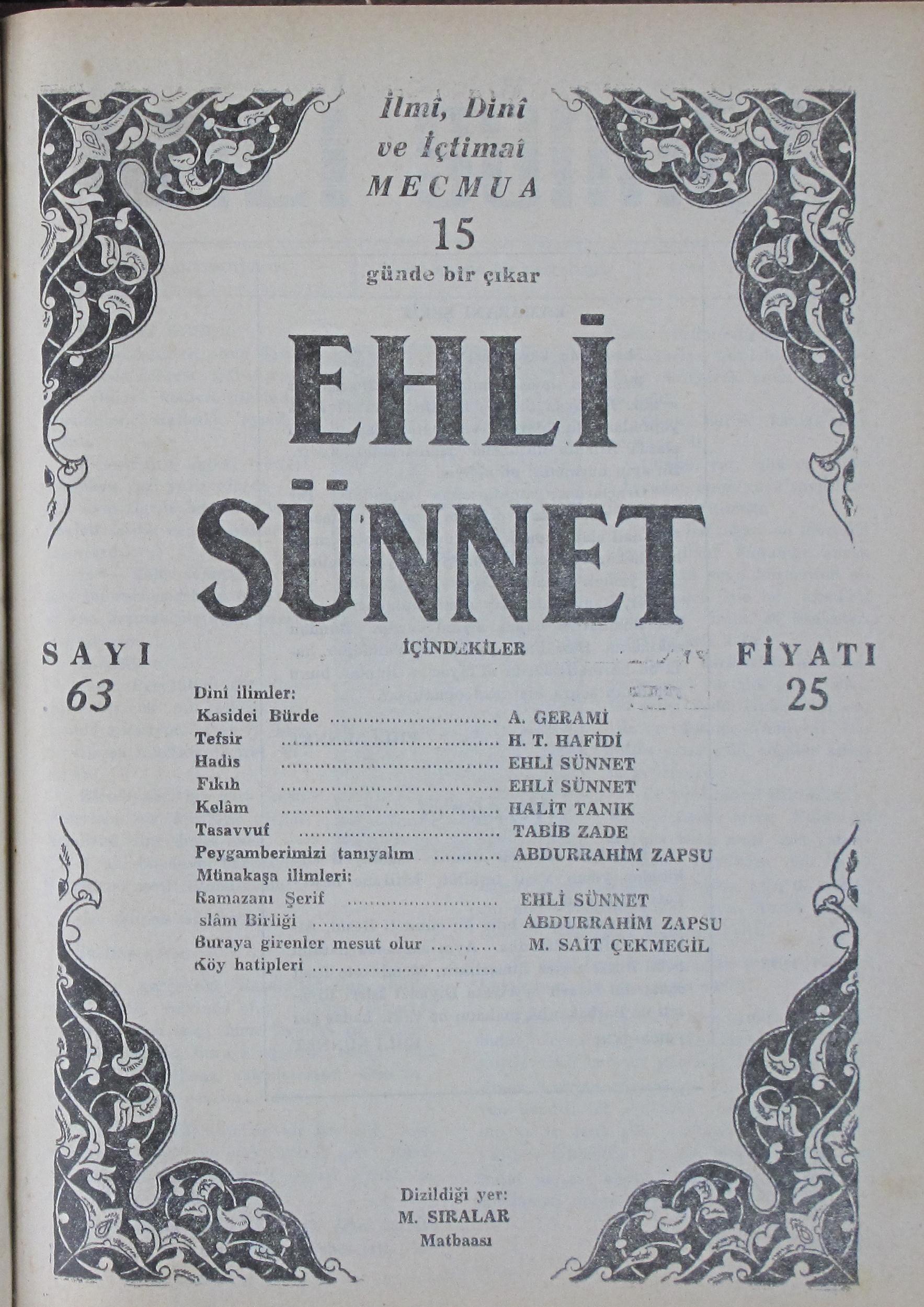 3. Cilt 63. Sayı Kapağı