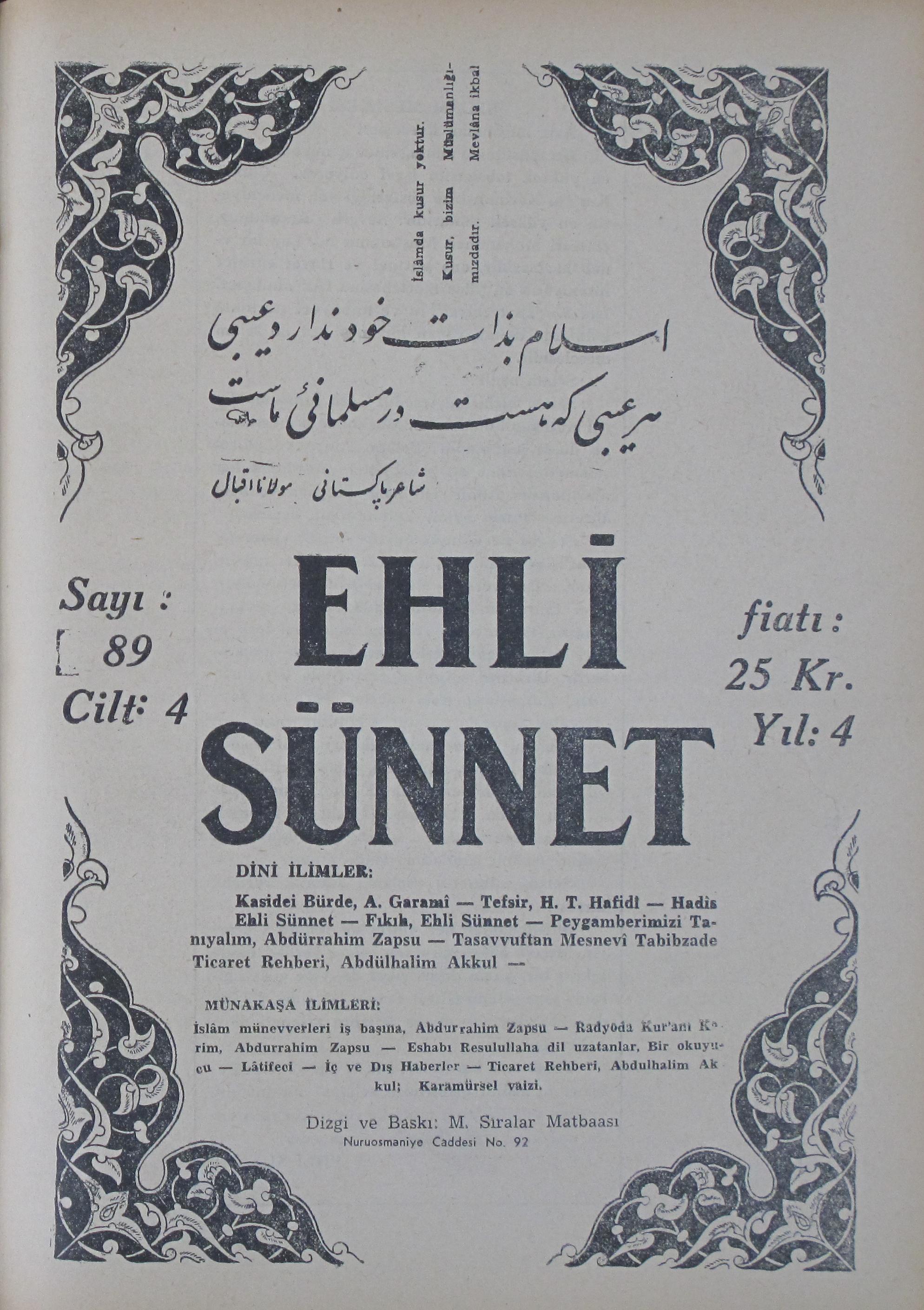 4. Cilt 89. Sayı Kapağı