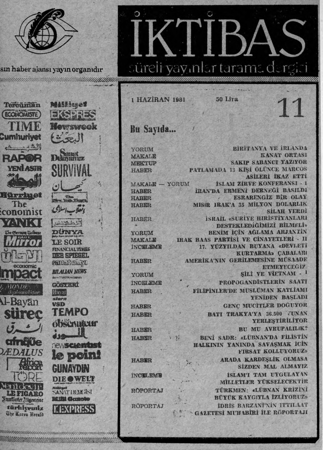 1. Cilt 11. Sayı Kapağı