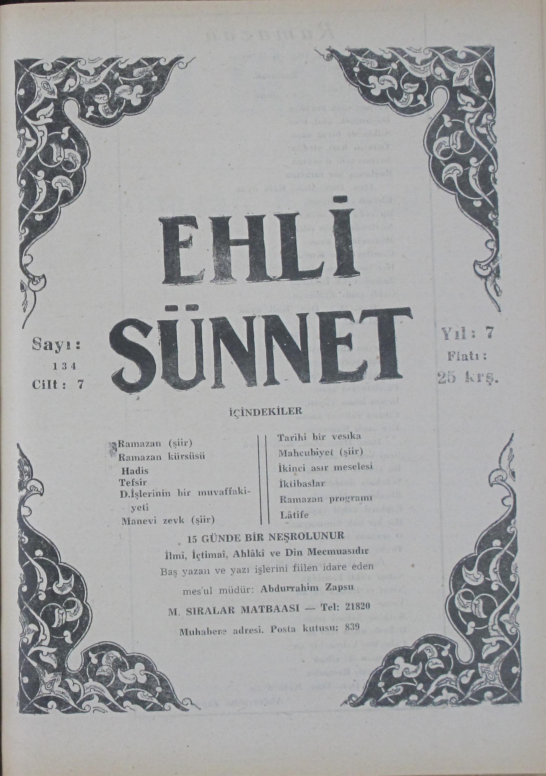 7. Cilt 134. Sayı Kapağı