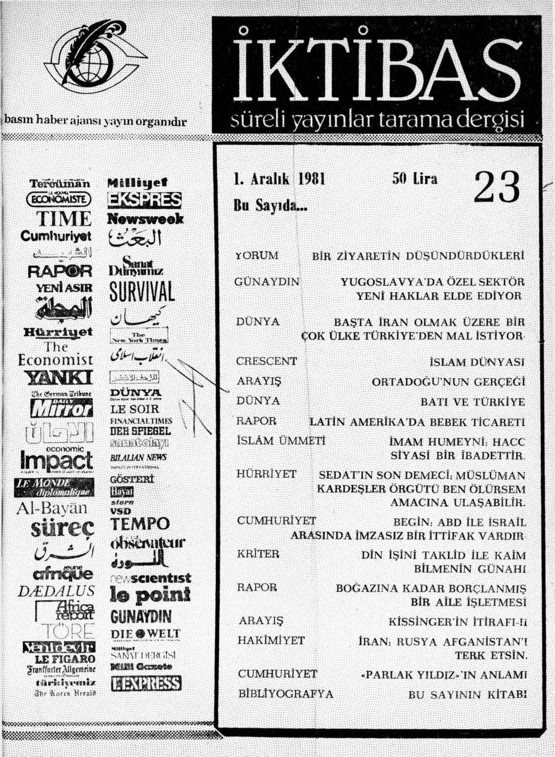 1. Cilt 23. Sayı Kapağı