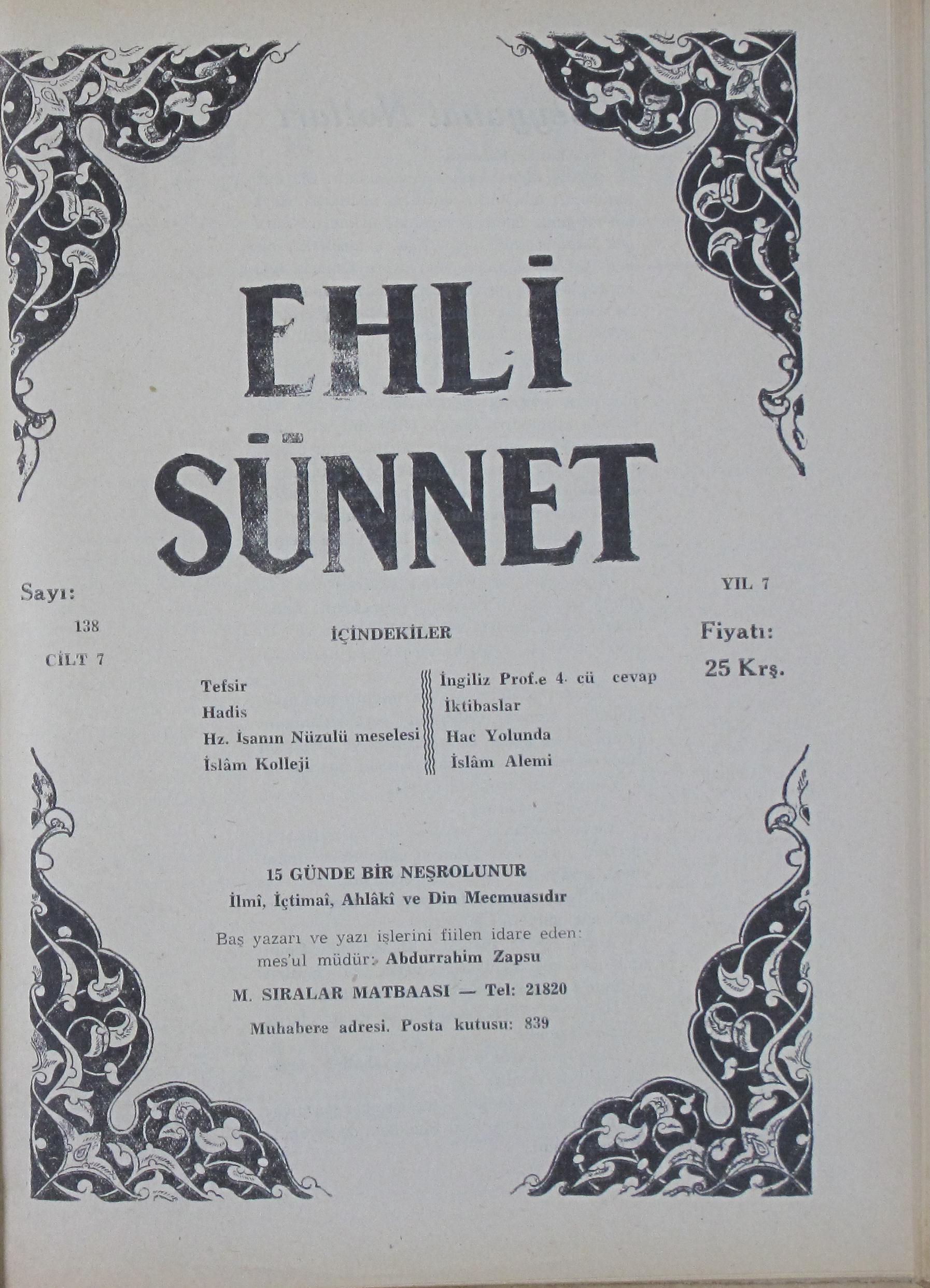 7. Cilt 138. Sayı Kapağı