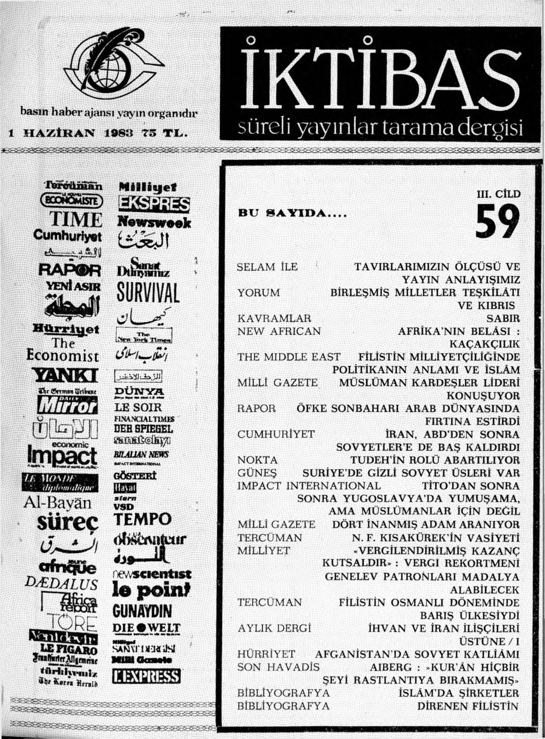 3. Cilt 59. Sayı Kapağı