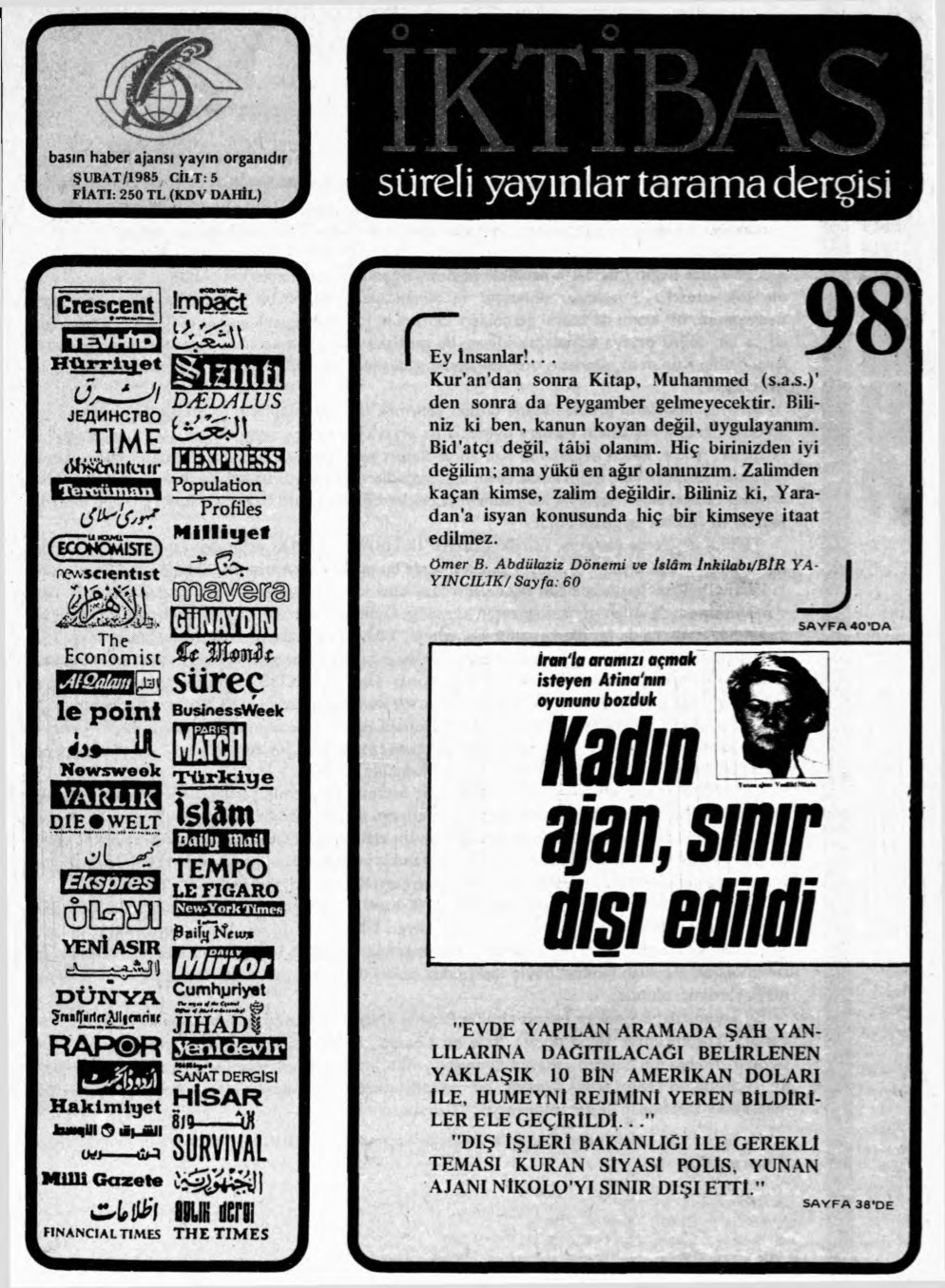 5. Cilt 98. Sayı Kapağı