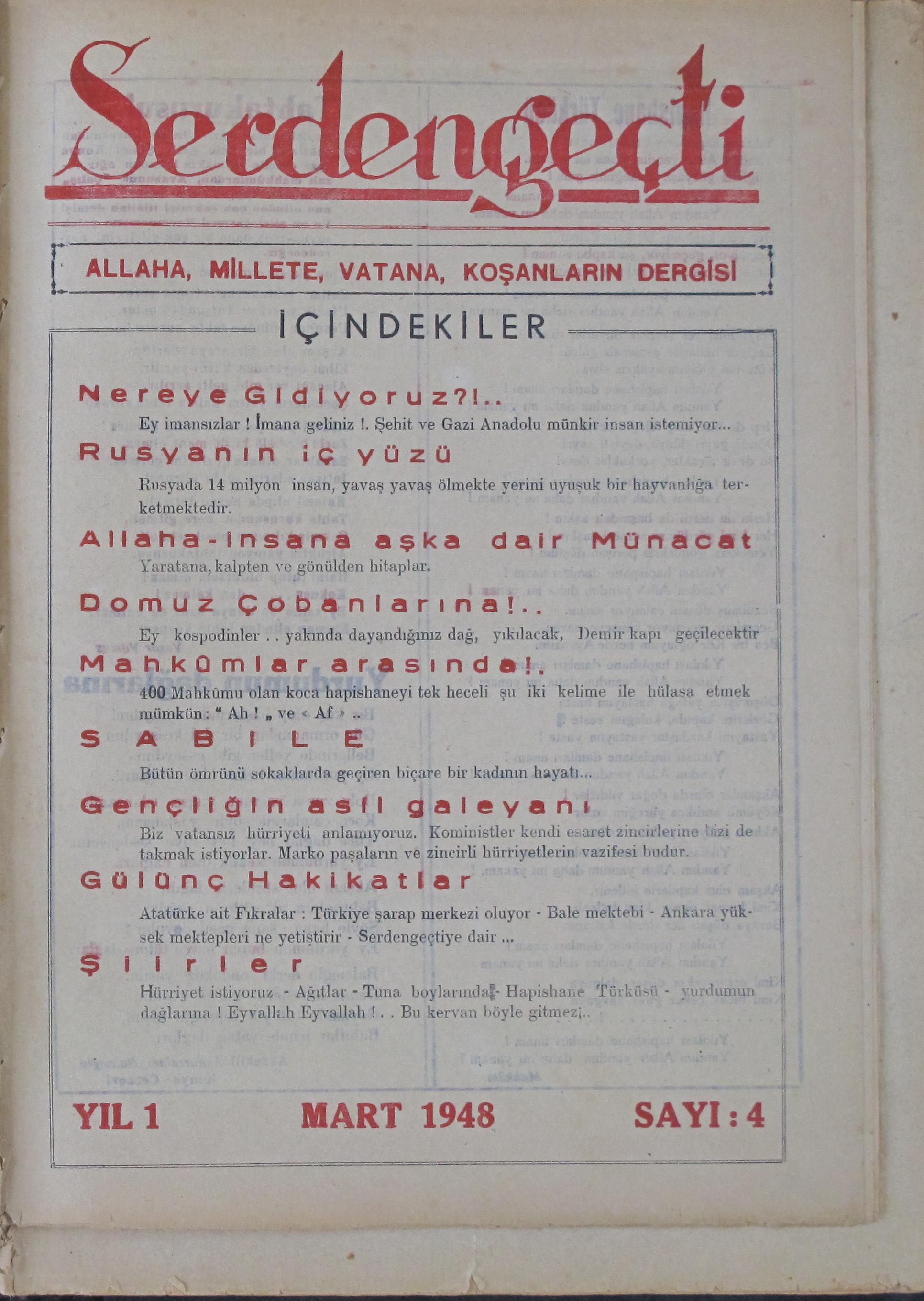 1. Cilt 4. Sayı Kapağı