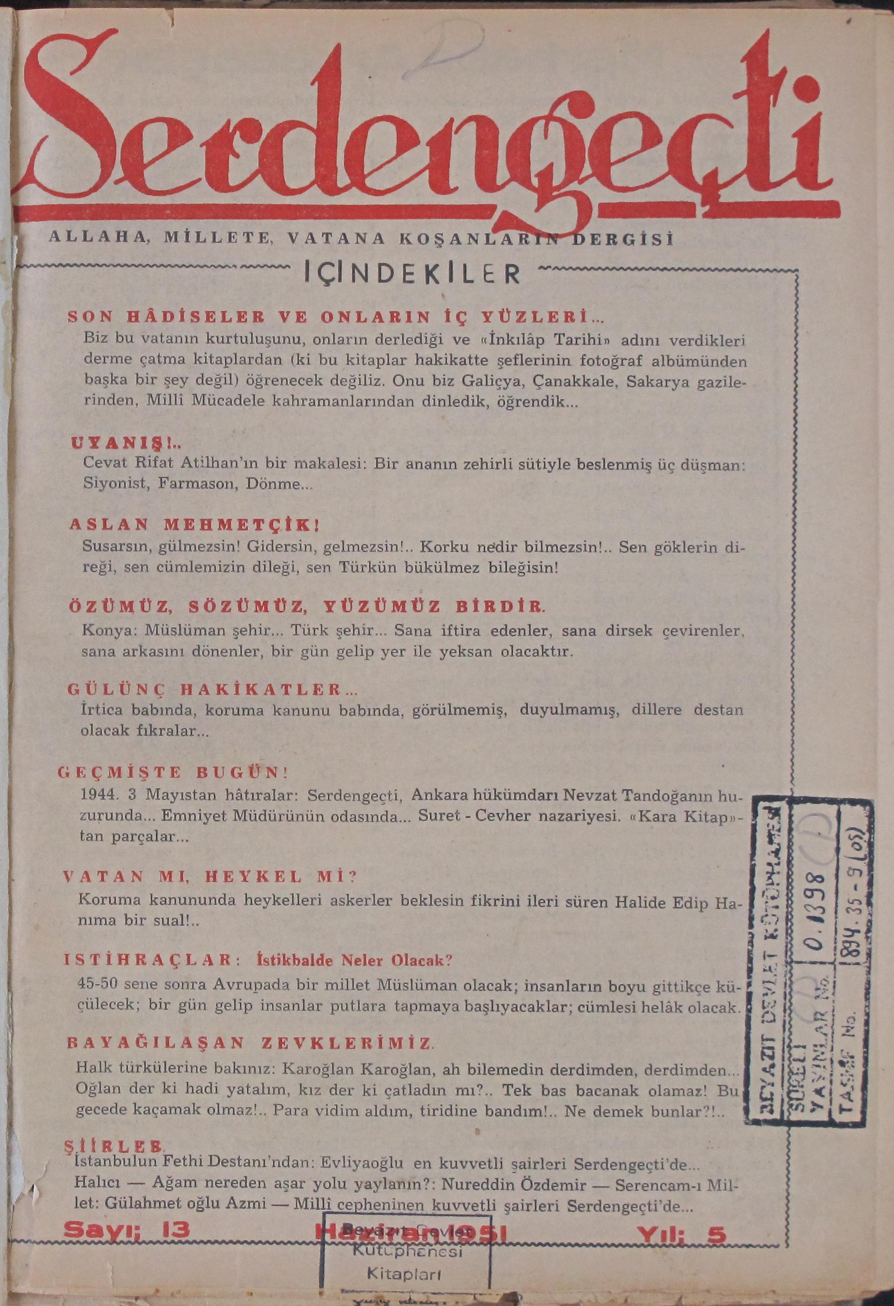 5. Cilt 13. Sayı Kapağı