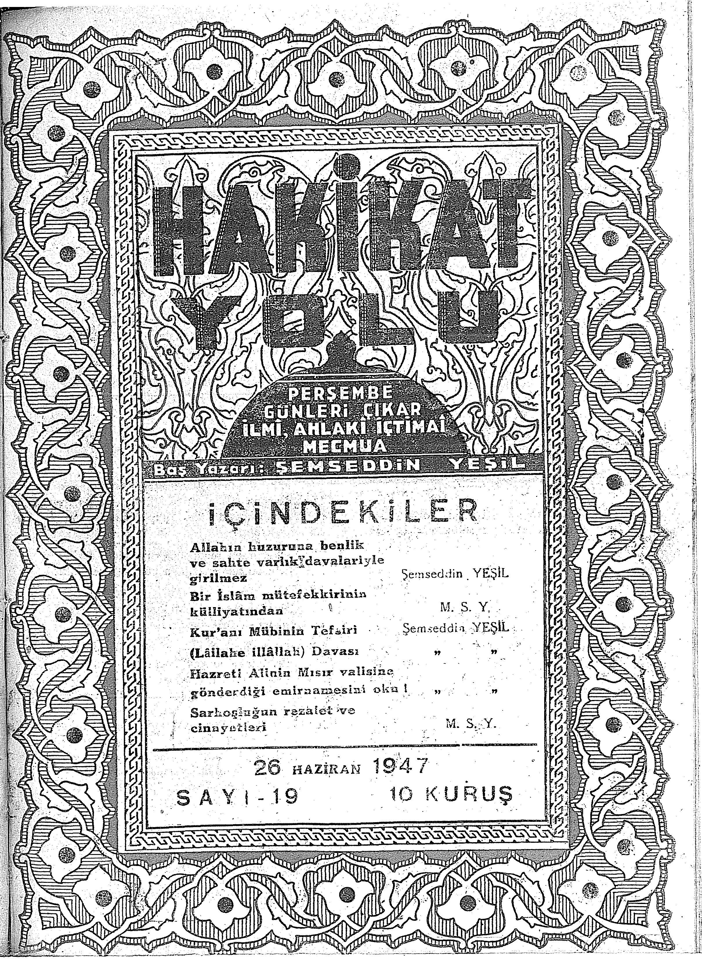 19. Sayı Kapağı