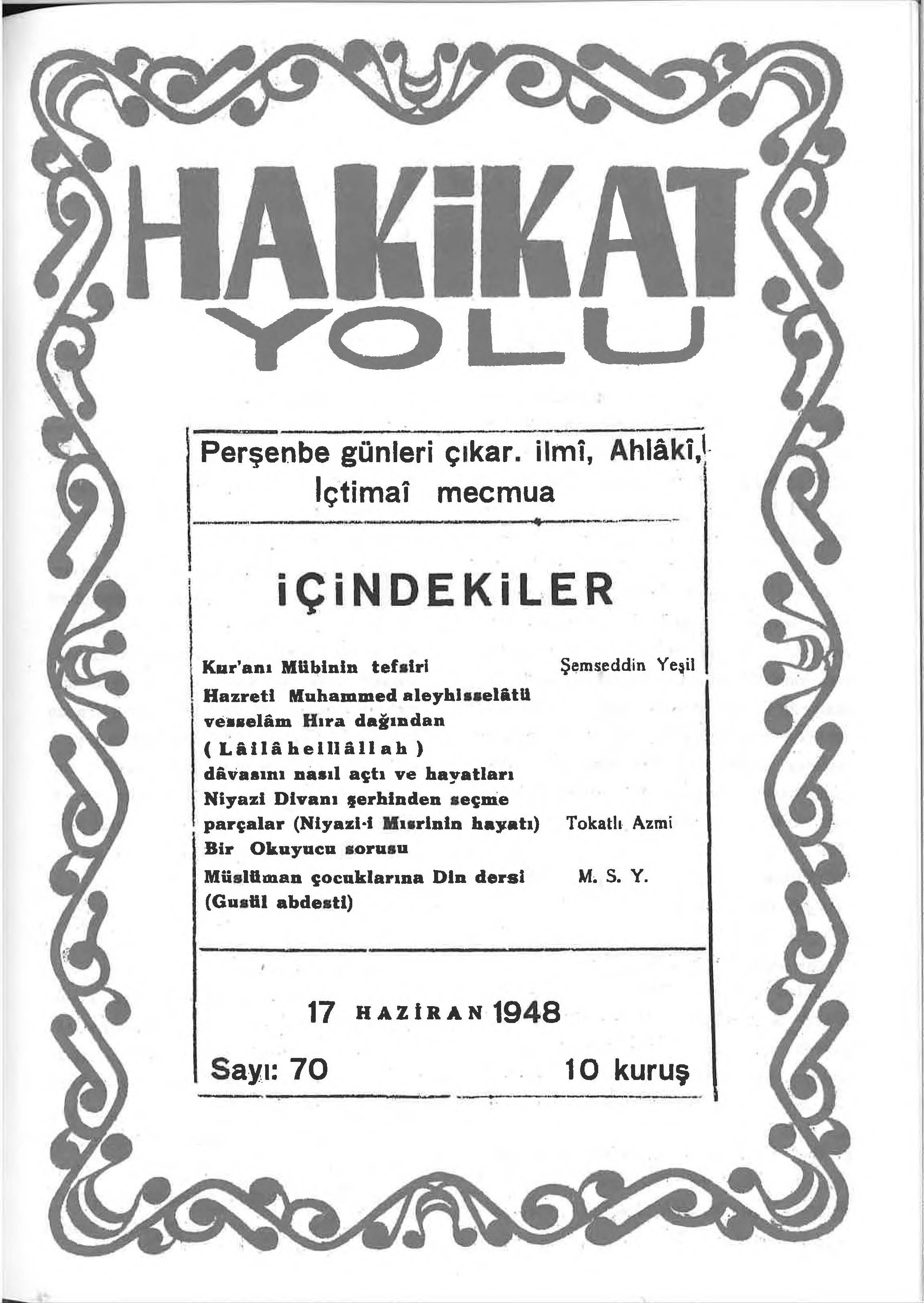 70. Sayı Kapağı