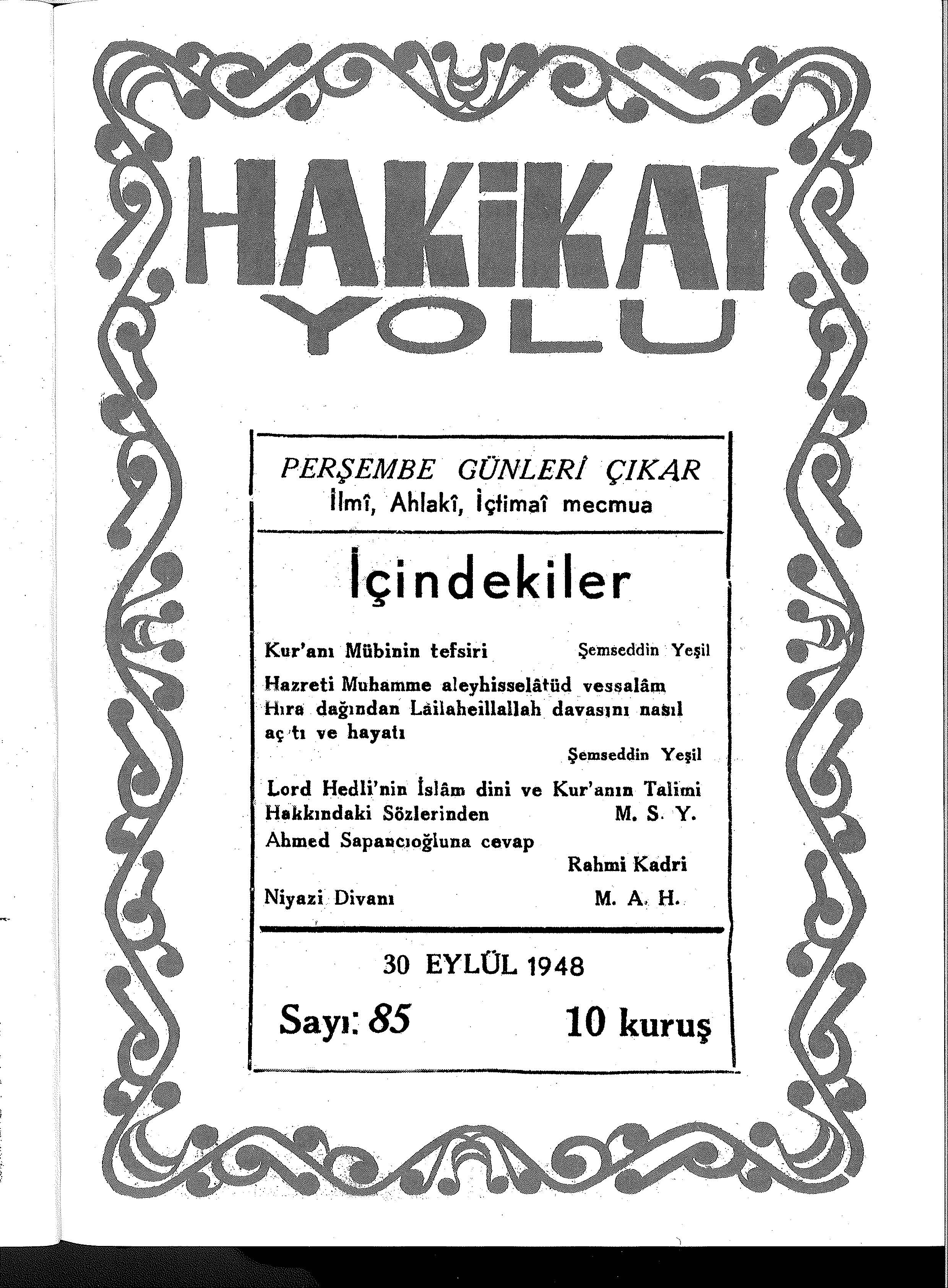 85. Sayı Kapağı