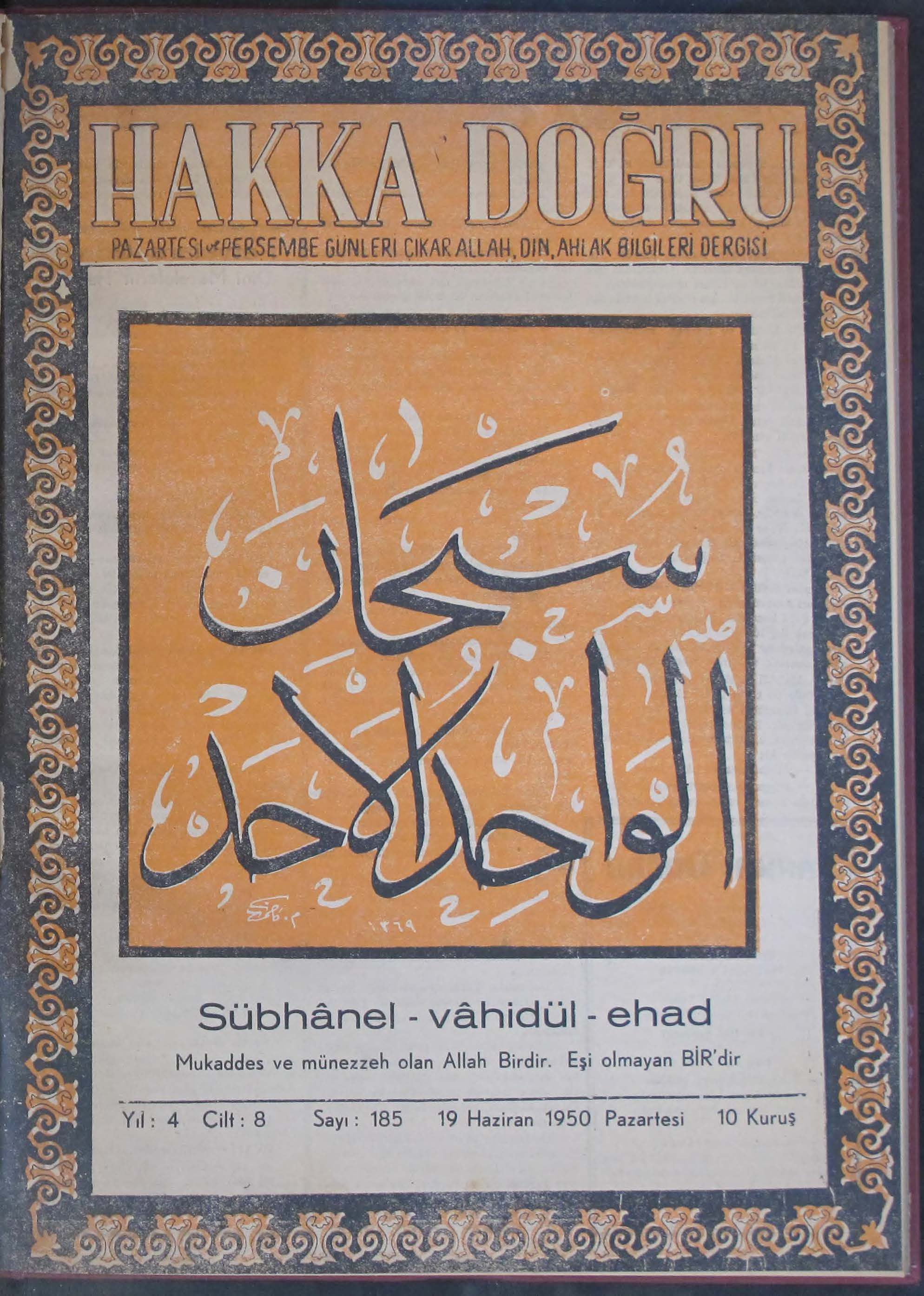 8. Cilt 185. Sayı Kapağı