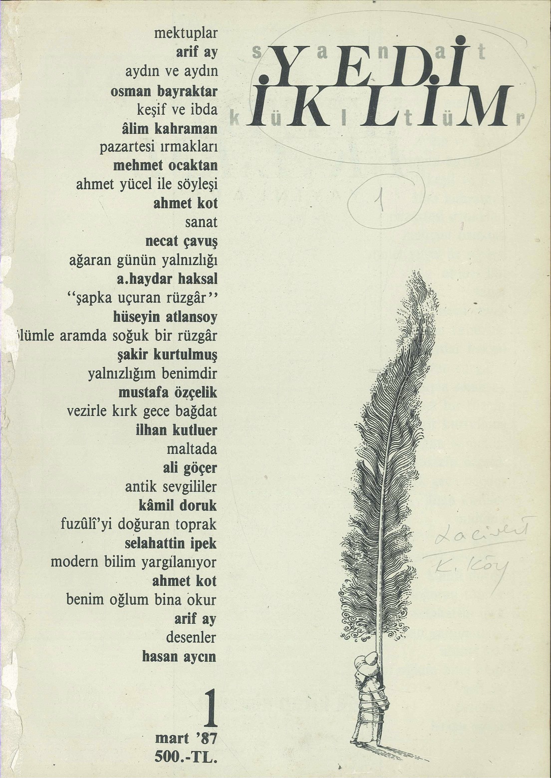 1. Cilt 1. Sayı Kapağı