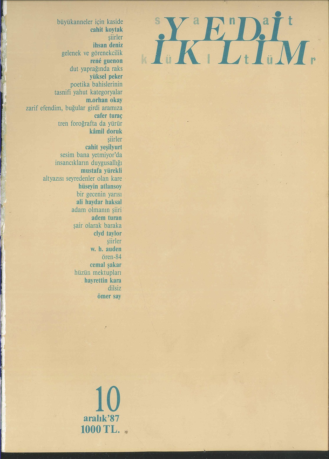 1. Cilt 10. Sayı Kapağı